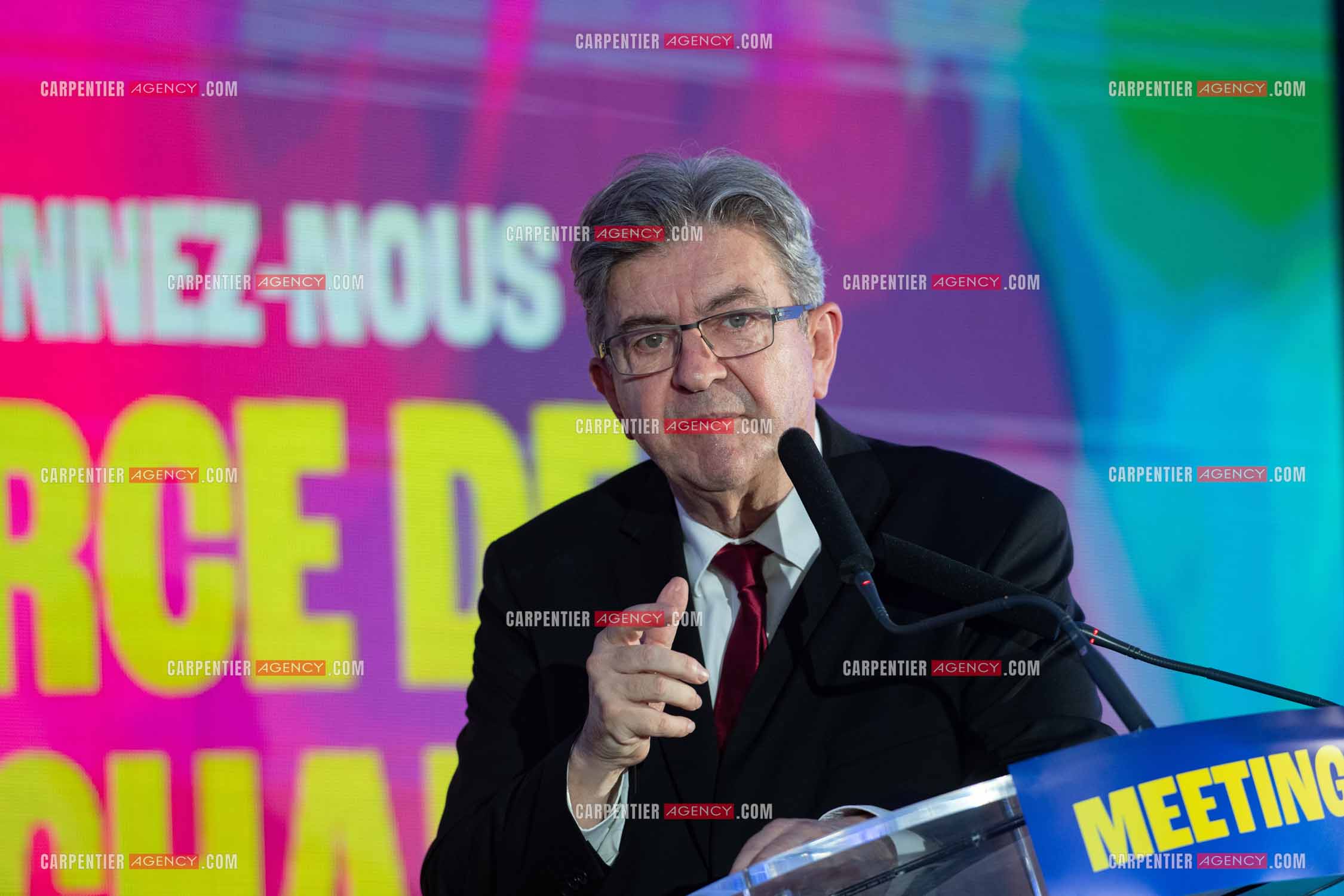 Meeting de l’Union populaire à Marseille le 23 mai 2024. Le député français Jean-Luc Mélenchon.