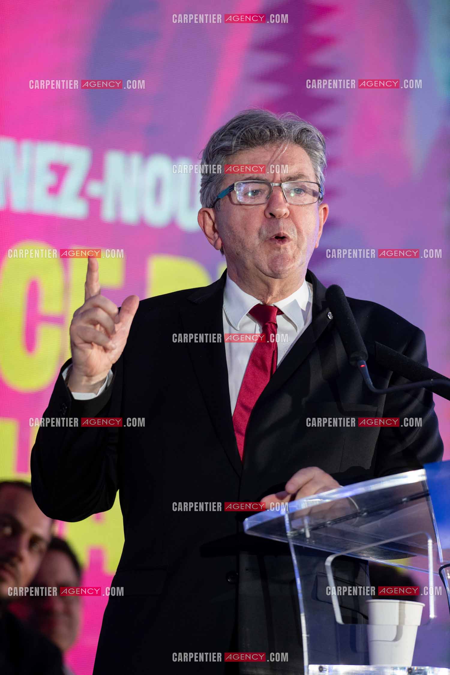 Meeting de l’Union populaire à Marseille le 23 mai 2024. Le député français Jean-Luc Mélenchon.
