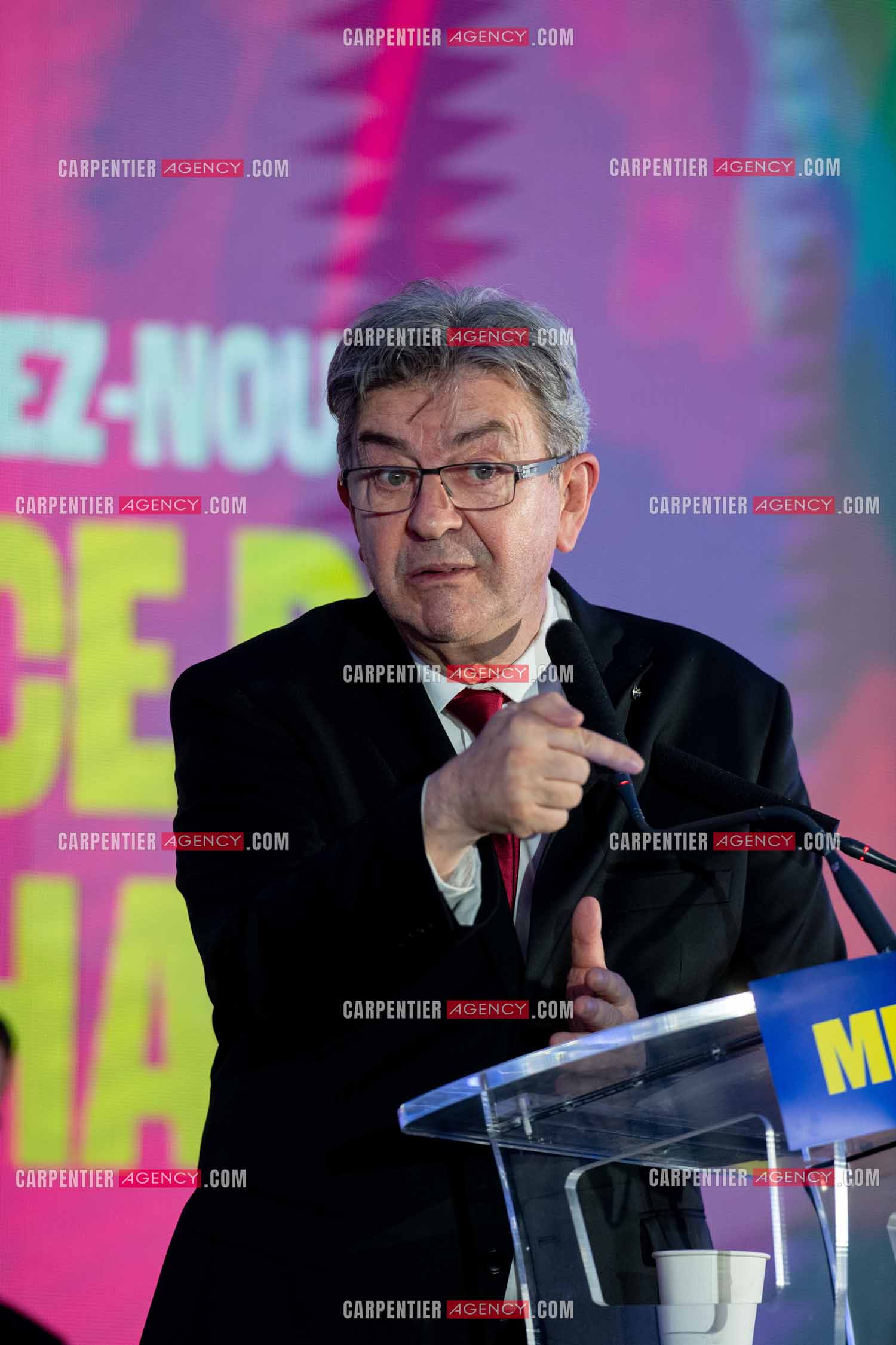 Meeting de l’Union populaire à Marseille le 23 mai 2024. Le député français Jean-Luc Mélenchon.