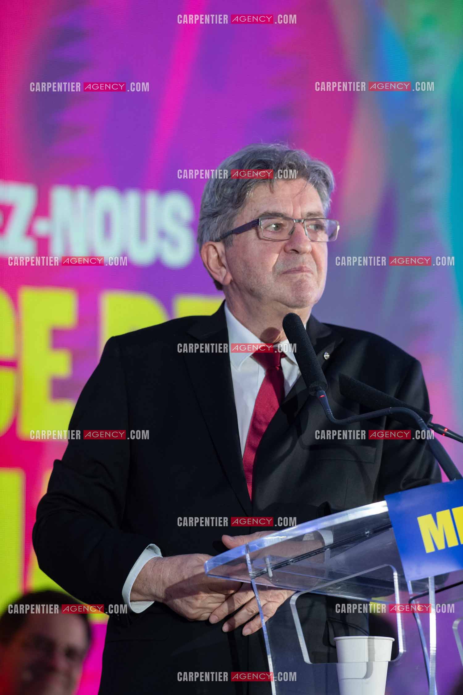 Meeting de l’Union populaire à Marseille le 23 mai 2024. Le député français Jean-Luc Mélenchon.