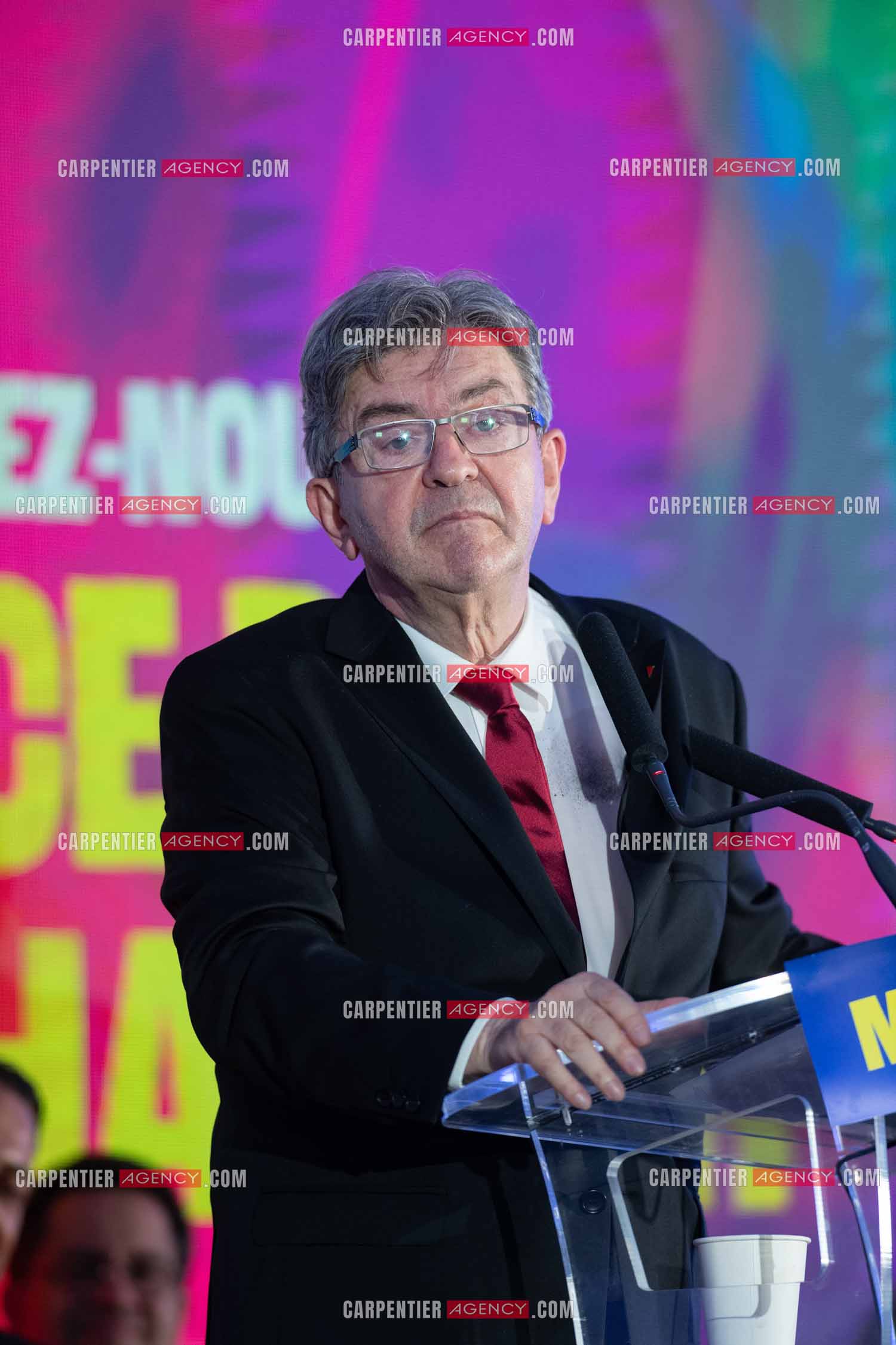 Meeting de l’Union populaire à Marseille le 23 mai 2024. Le député français Jean-Luc Mélenchon.