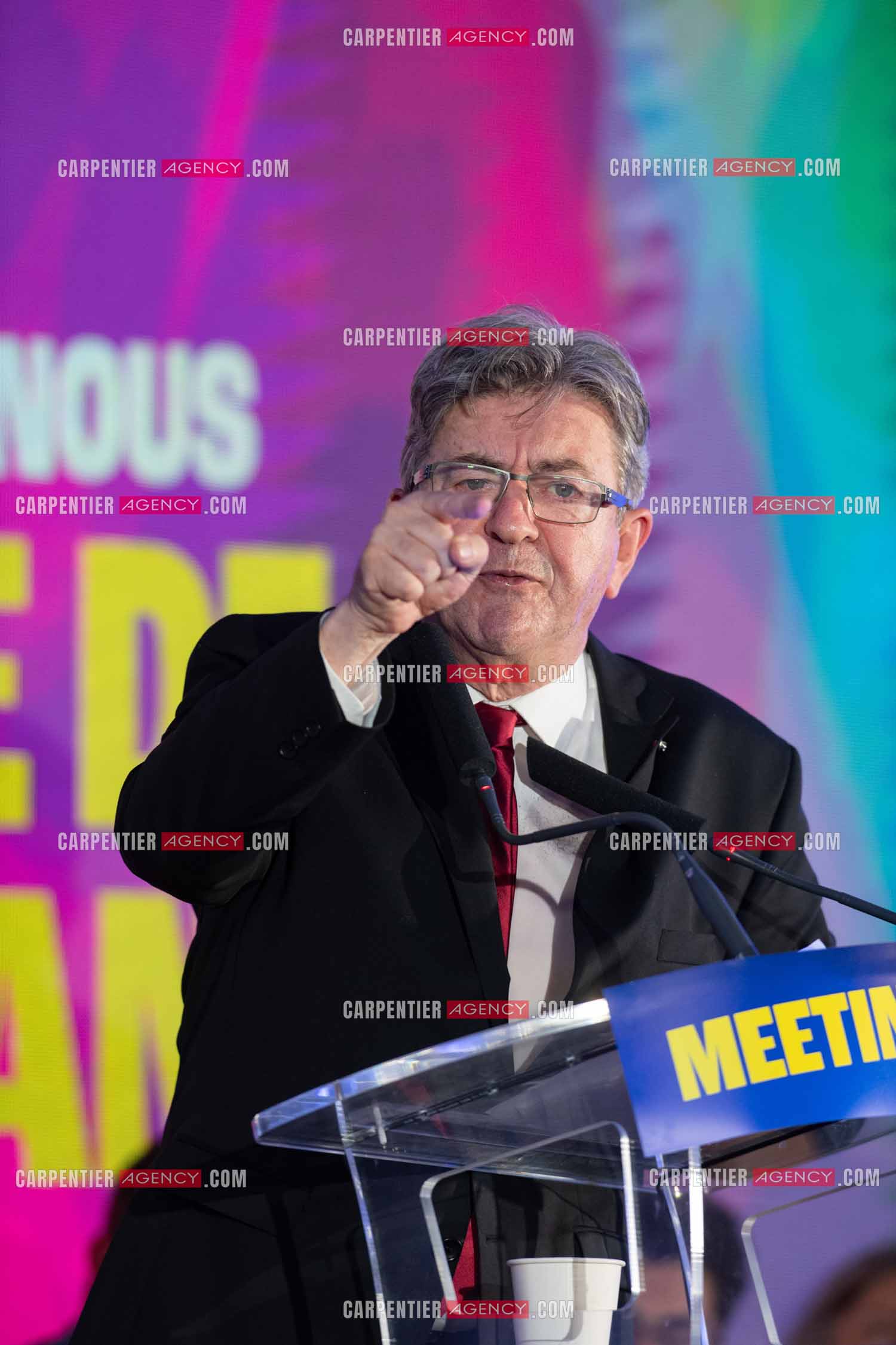 Meeting de l’Union populaire à Marseille le 23 mai 2024. Le député français Jean-Luc Mélenchon.