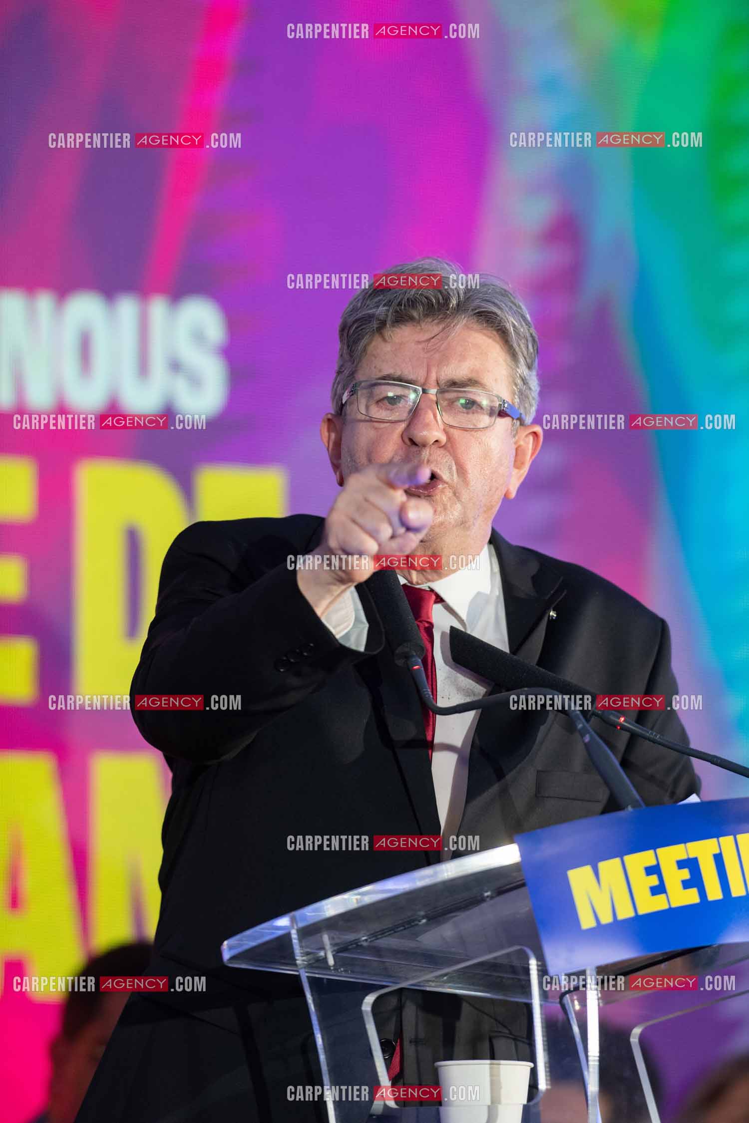 Meeting de l’Union populaire à Marseille le 23 mai 2024. Le député français Jean-Luc Mélenchon.