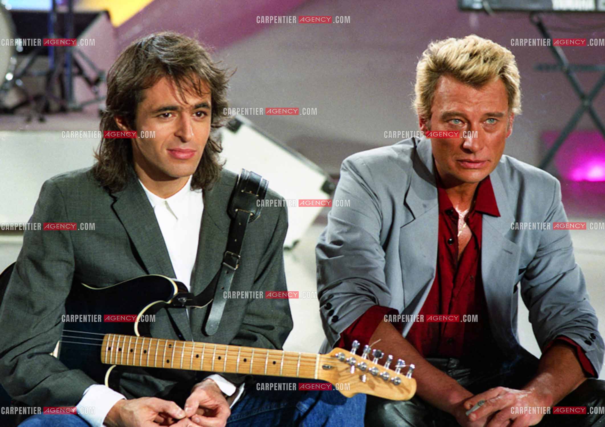 Émission “ Champs Élysées “ avec comme invités Jean-Jacques Goldman et Johnny Hallyday le 06 Déc 1986.
