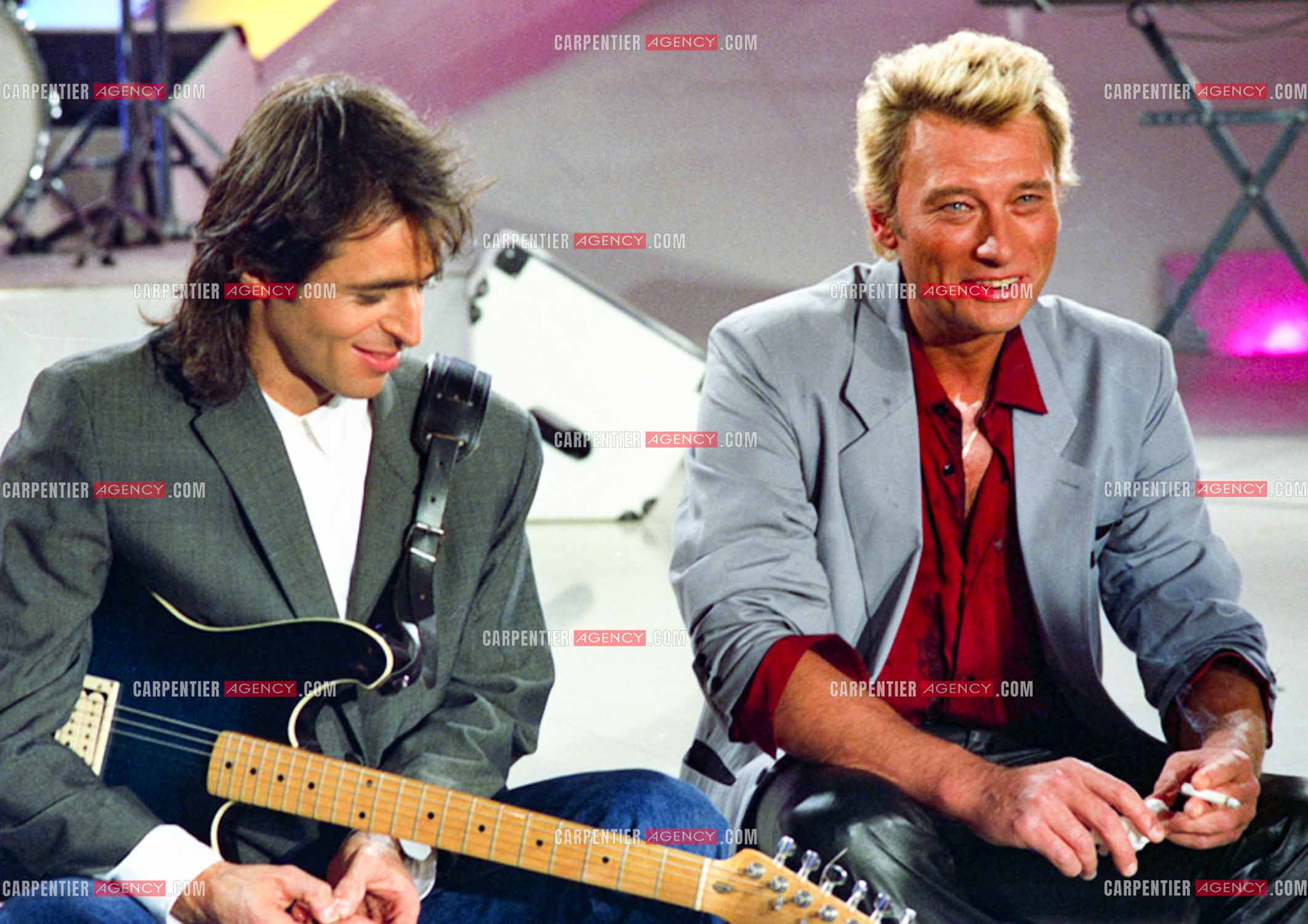 Émission “ Champs Élysées “ avec comme invités Jean-Jacques Goldman et Johnny Hallyday le 06 Déc 1986.