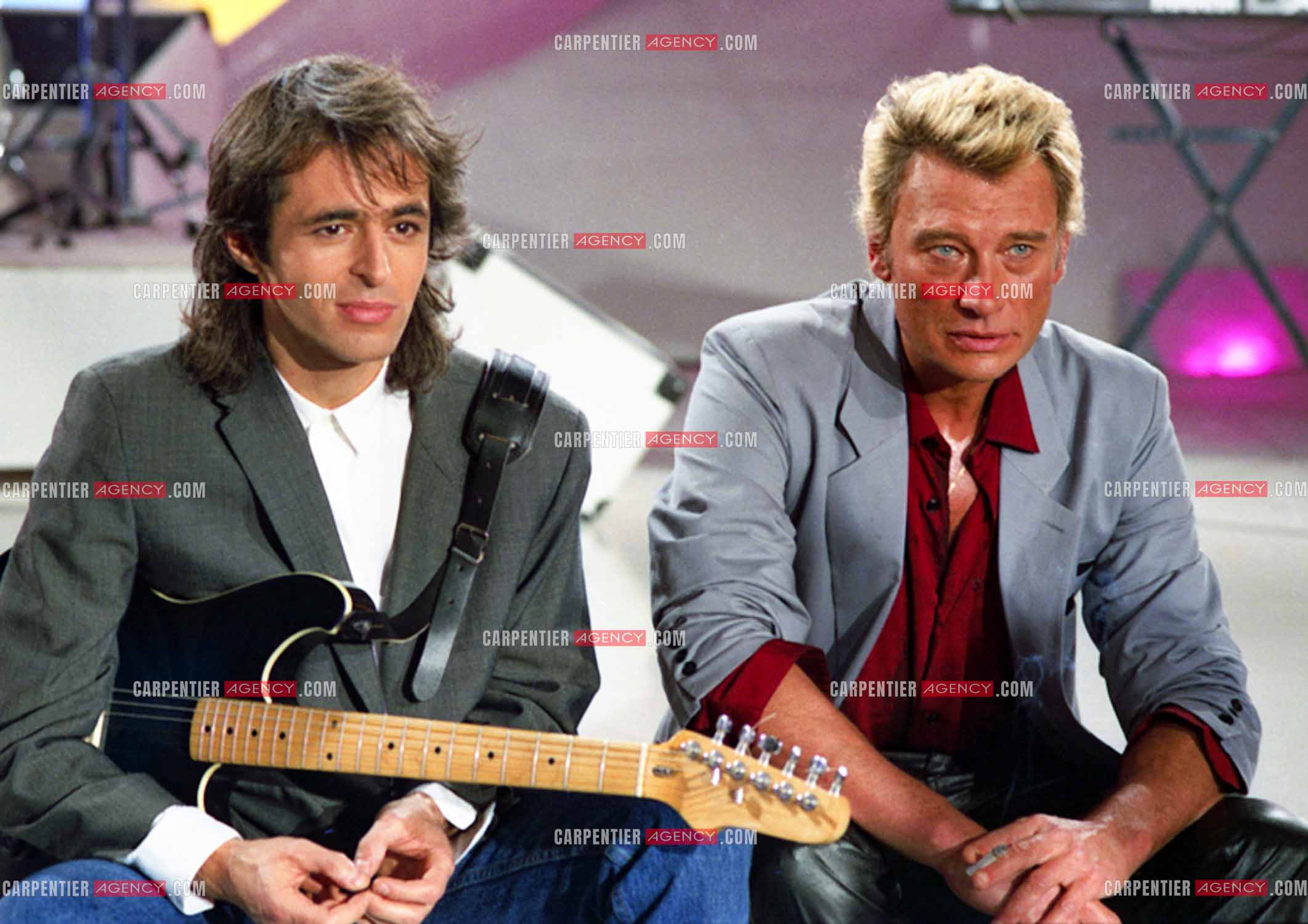 Émission “ Champs Élysées “ avec comme invités Jean-Jacques Goldman et Johnny Hallyday le 06 Déc 1986.