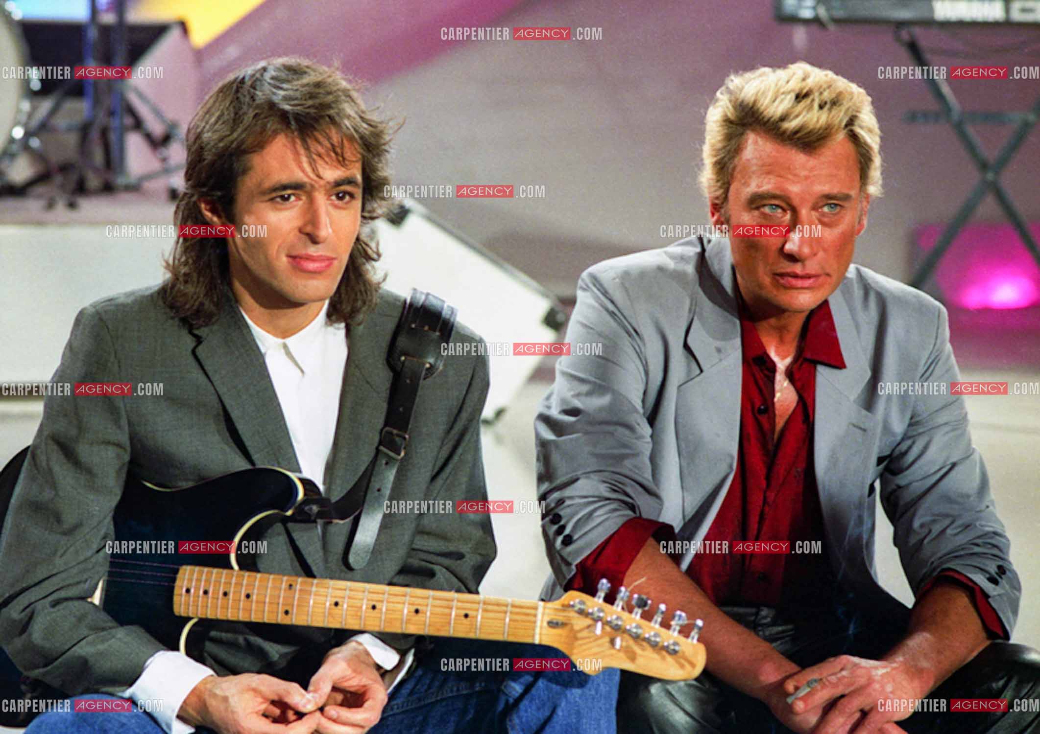 Émission “ Champs Élysées “ avec comme invités Jean-Jacques Goldman et Johnny Hallyday le 06 Déc 1986.