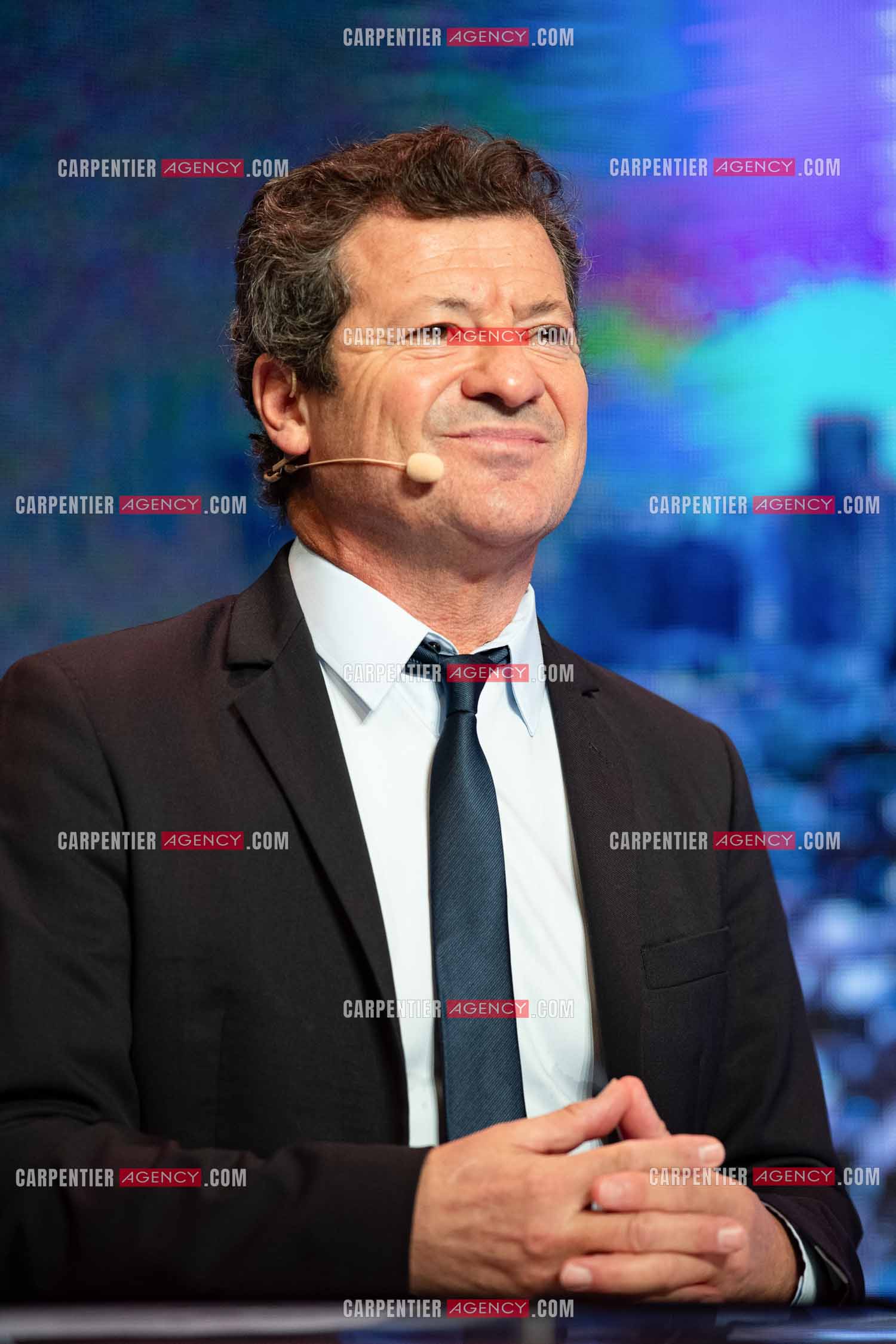 Eric Carrière et Francis Ginibré les deux humoristes Français formant le duo “Les Chevaliers Du Fiel“ au théâtre de Paris à Avignon.    ( Exclusif )