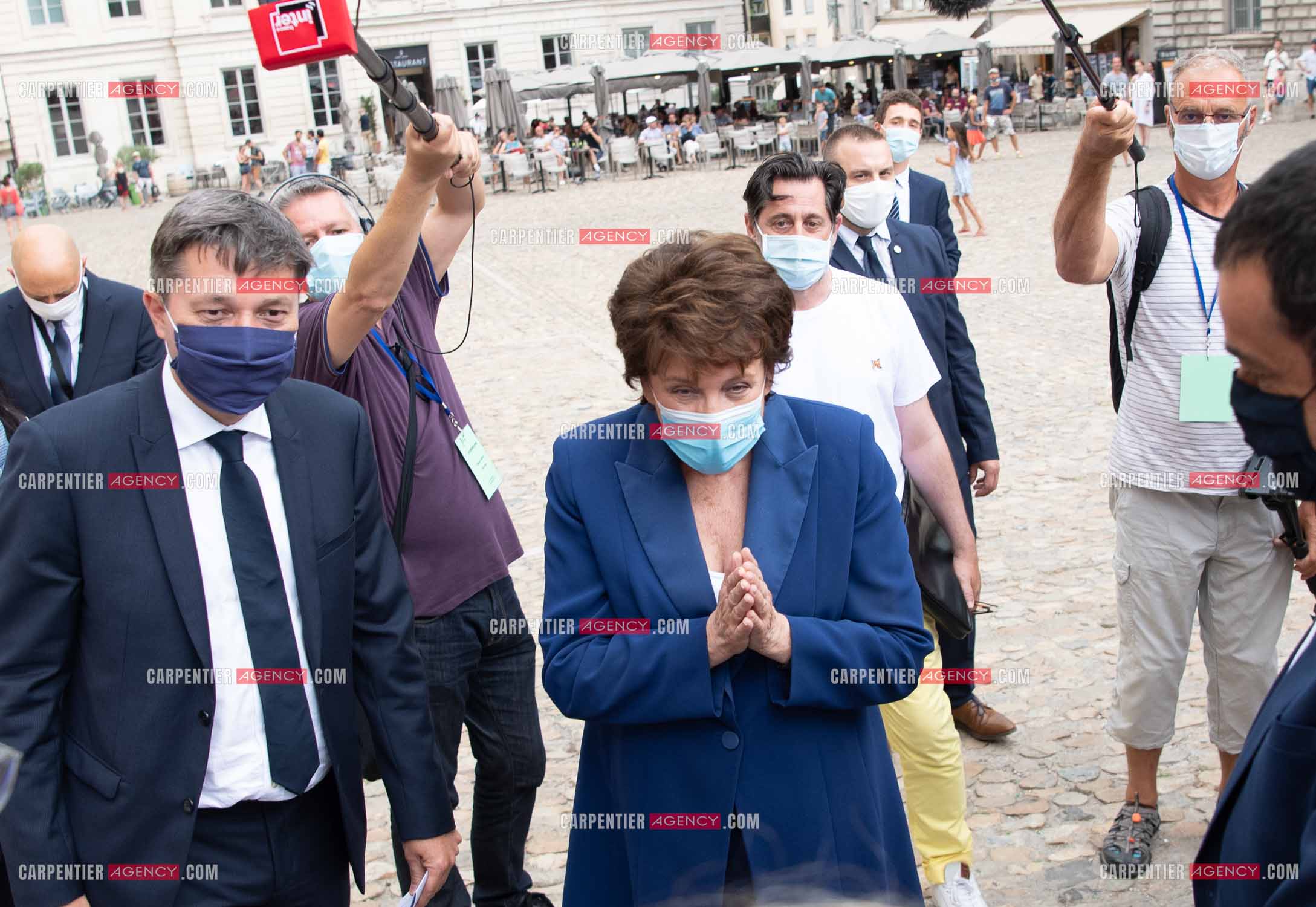 Roselyne Bachelot-Narquin, ministre de la Culture en déplacement a Avignon pour une Visite du Palais des Papes et échanges avec les artistes et les directrices et directeurs des théâtres suivi d'un spectacle vivant de clôture du festival Le souffle d’Avignon.