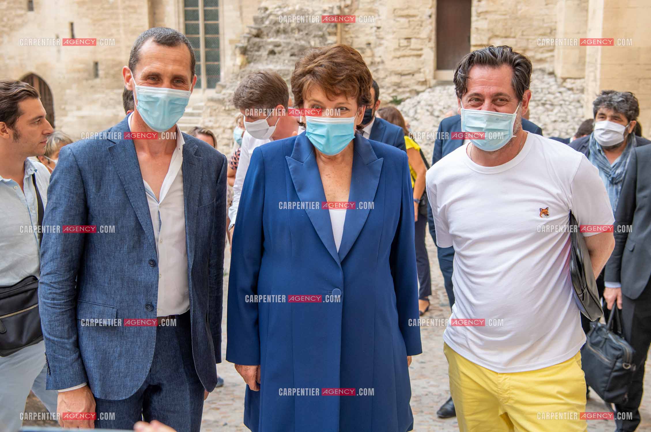 Roselyne Bachelot-Narquin, ministre de la Culture en déplacement a Avignon pour une Visite du Palais des Papes et échanges avec les artistes et les directrices et directeurs des théâtres suivi d'un spectacle vivant de clôture du festival Le souffle d’Avignon.