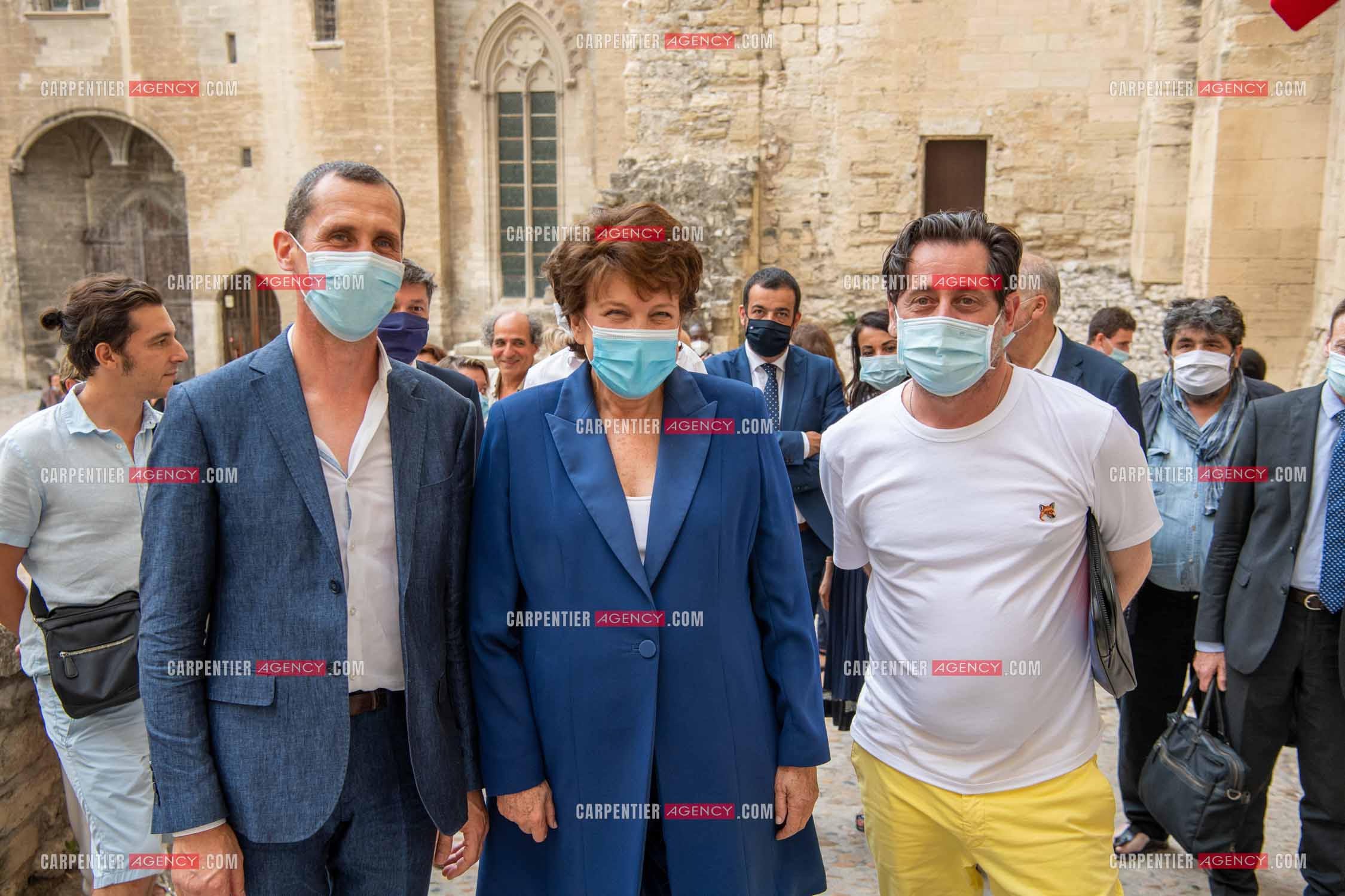 Roselyne Bachelot-Narquin, ministre de la Culture en déplacement a Avignon pour une Visite du Palais des Papes et échanges avec les artistes et les directrices et directeurs des théâtres suivi d'un spectacle vivant de clôture du festival Le souffle d’Avignon.