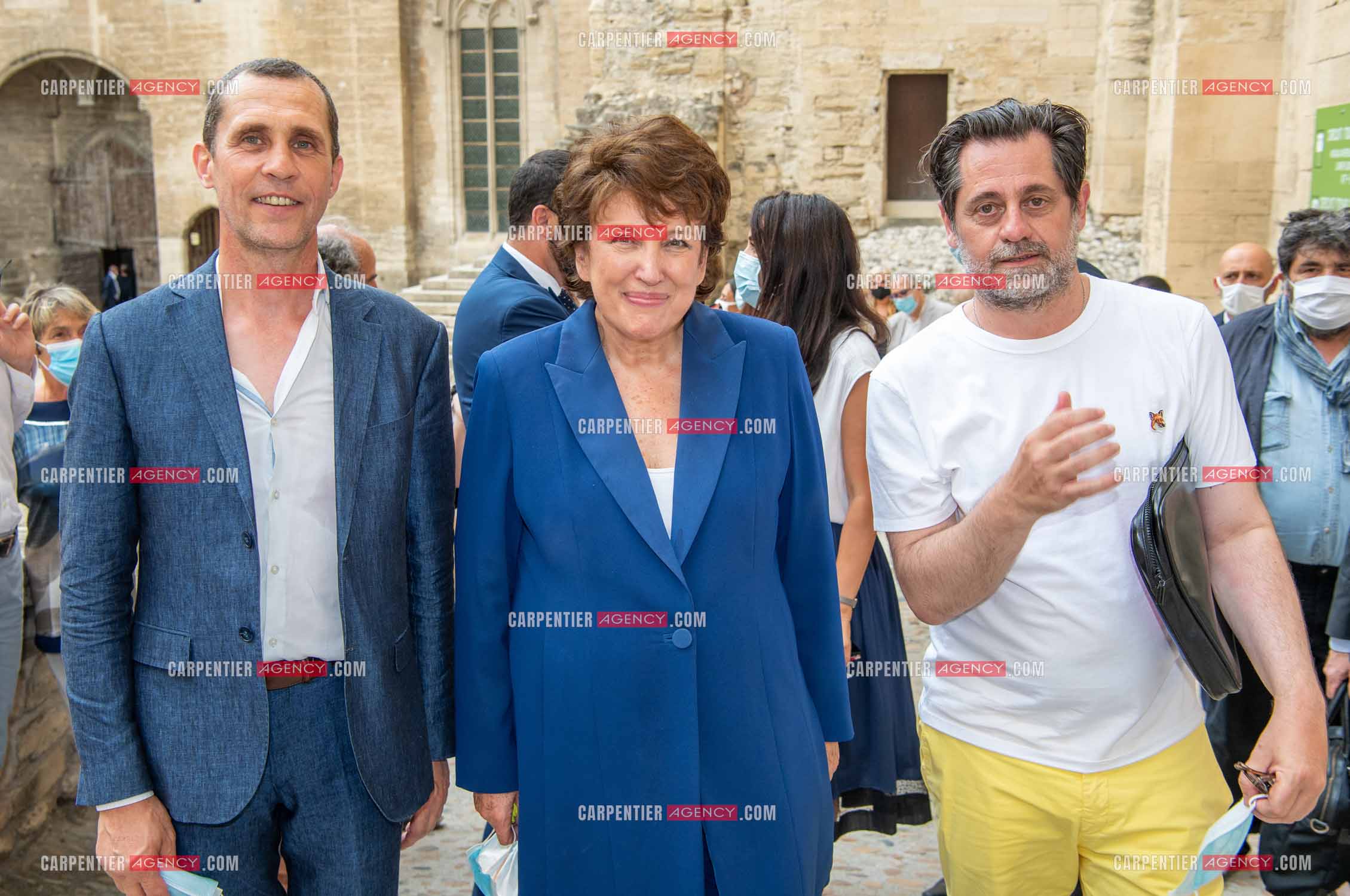Roselyne Bachelot-Narquin, ministre de la Culture en déplacement a Avignon pour une Visite du Palais des Papes et échanges avec les artistes et les directrices et directeurs des théâtres suivi d'un spectacle vivant de clôture du festival Le souffle d’Avignon.