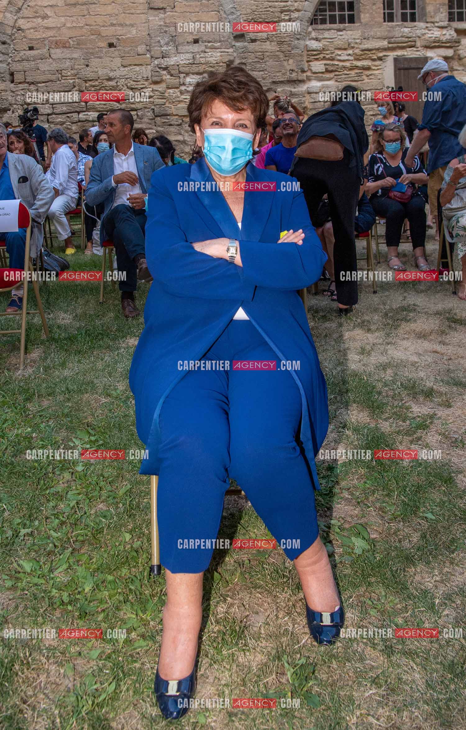 Roselyne Bachelot-Narquin, ministre de la Culture en déplacement a Avignon pour une Visite du Palais des Papes et échanges avec les artistes et les directrices et directeurs des théâtres suivi d'un spectacle vivant de clôture du festival Le souffle d’Avignon.