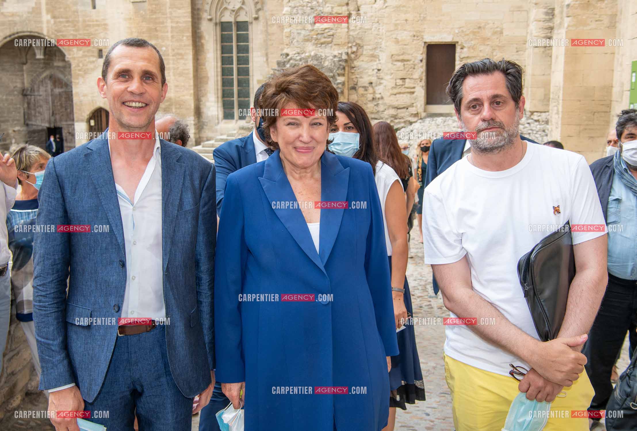 Roselyne Bachelot-Narquin, ministre de la Culture en déplacement a Avignon pour une Visite du Palais des Papes et échanges avec les artistes et les directrices et directeurs des théâtres suivi d'un spectacle vivant de clôture du festival Le souffle d’Avignon.