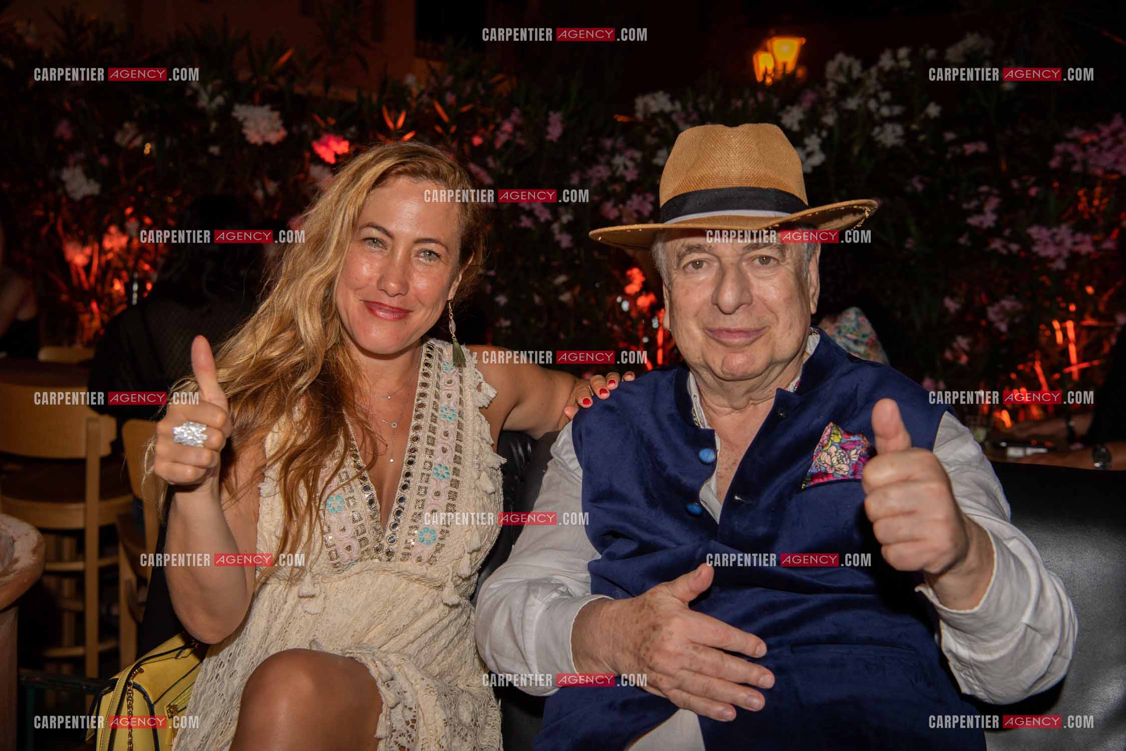 Paul-Loup Sulitzer fête ses 74 ans au VIP de St Tropez entouré de tous ses proches. Ici, avec l'actrice Myriam Charleins. ( Exclusif )