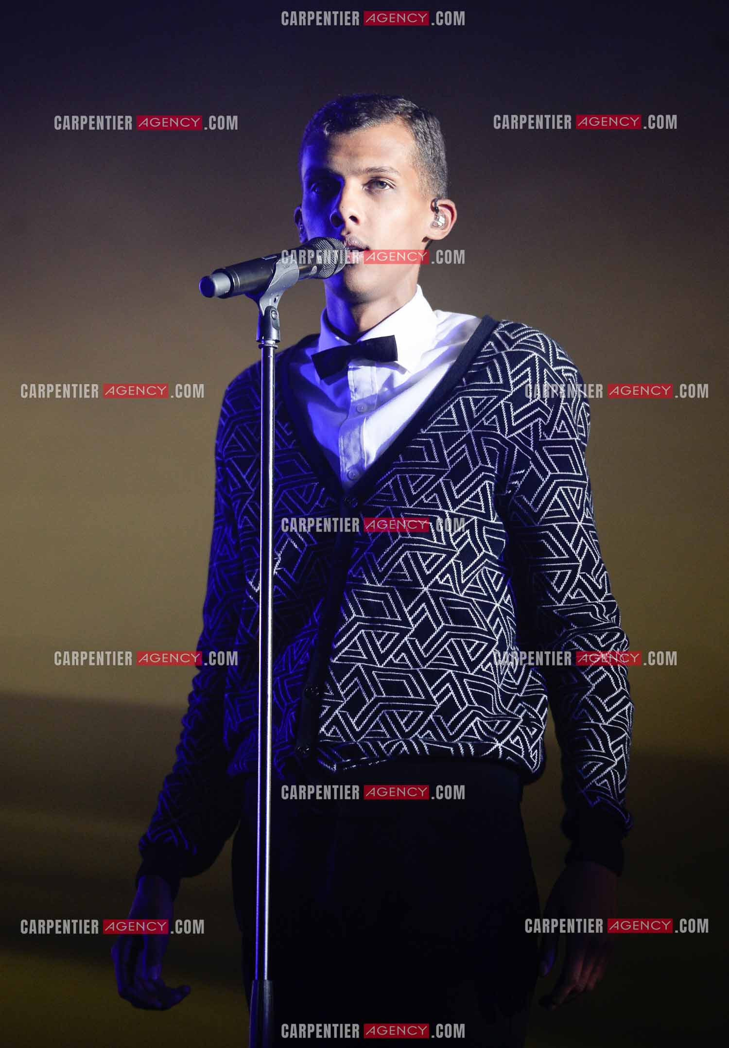 Le chanteur Belge Stromae en concert au Zénith de Paris.
