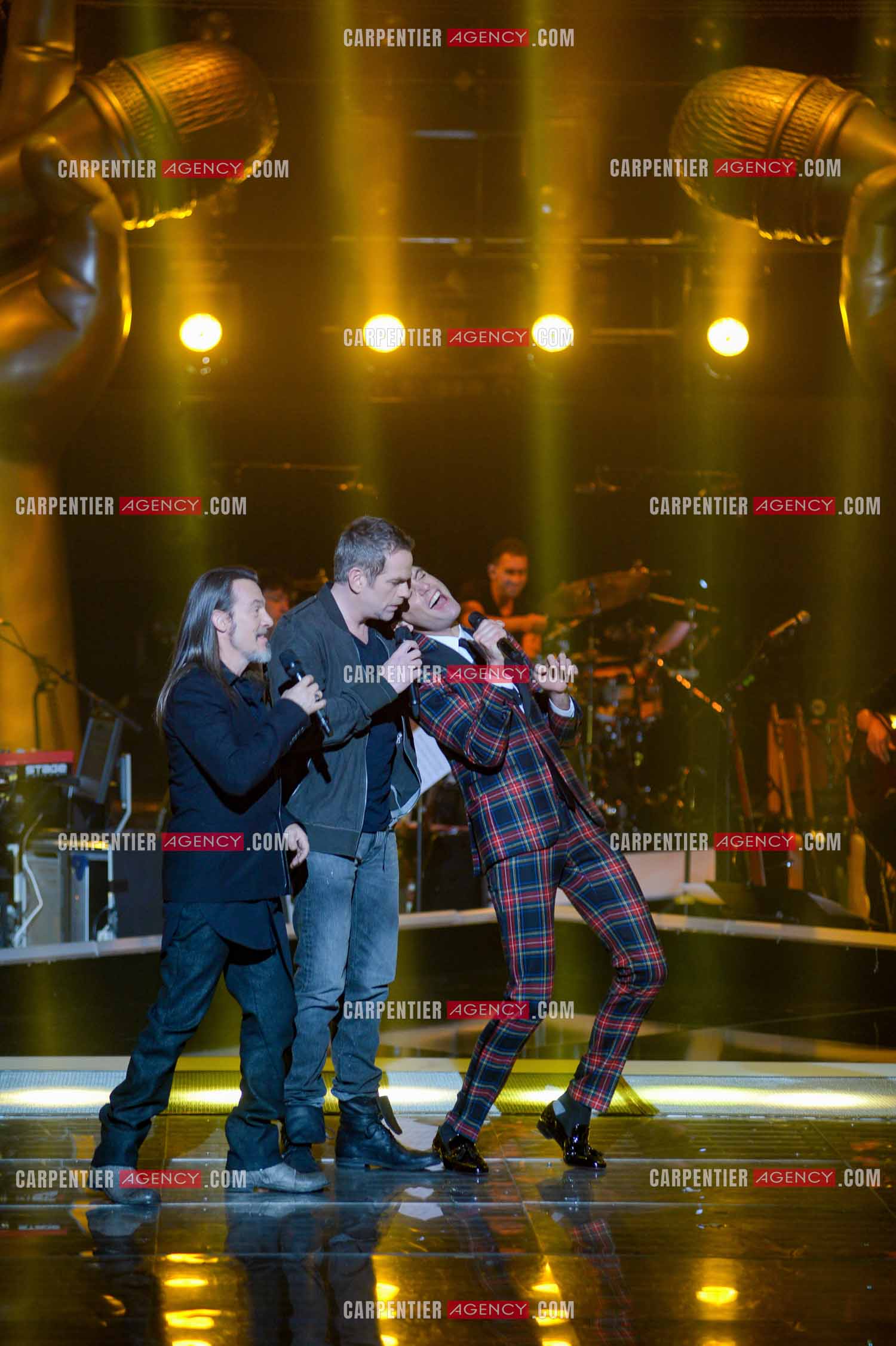 Saison 3 de l'émission The Voice. Les 3 coachs Florent Pagny, Garou et Mika.           ( Exclusif )