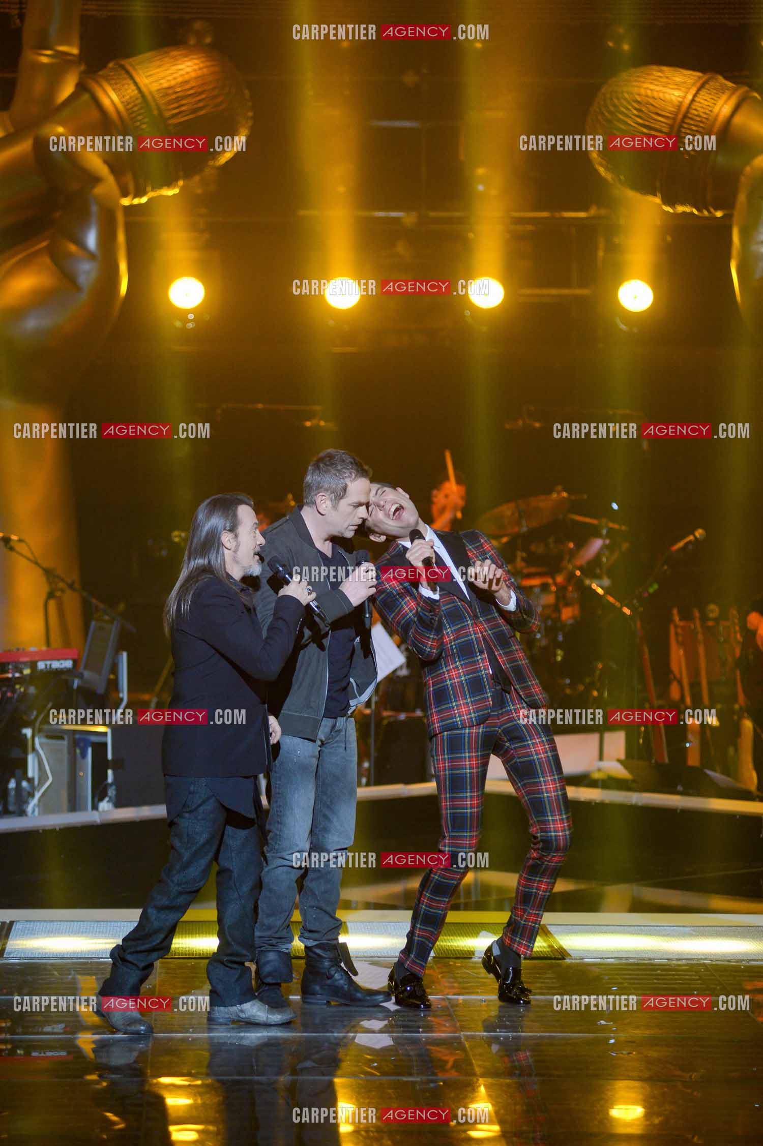 Saison 3 de l'émission The Voice. Les 3 coachs Florent Pagny, Garou et Mika.           ( Exclusif )