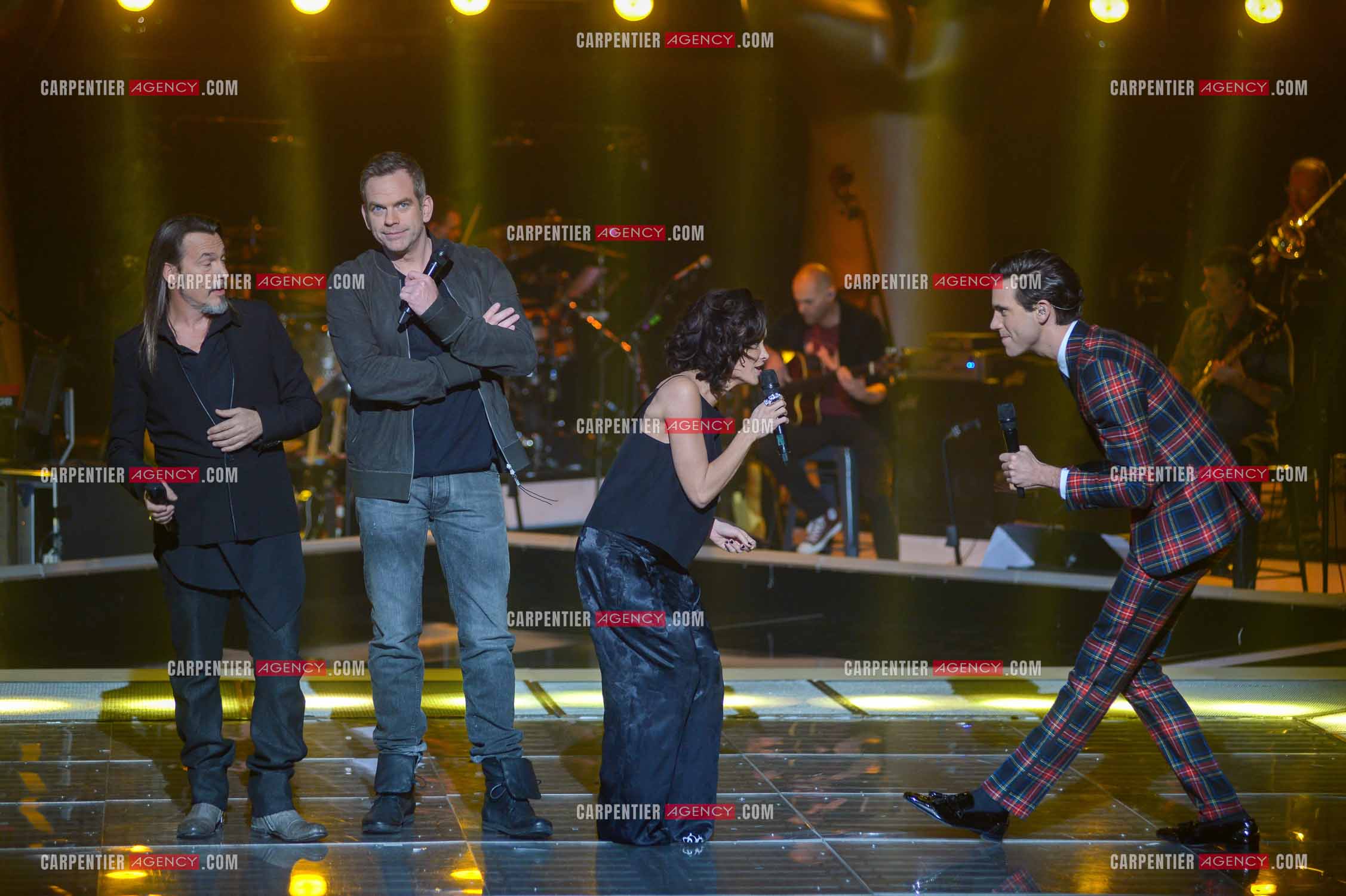 Saison 3 de l'émission The Voice. Les 4 coachs de cette saison, Florent Pagny, Jenifer, Garou et Mika.           ( Exclusif )
