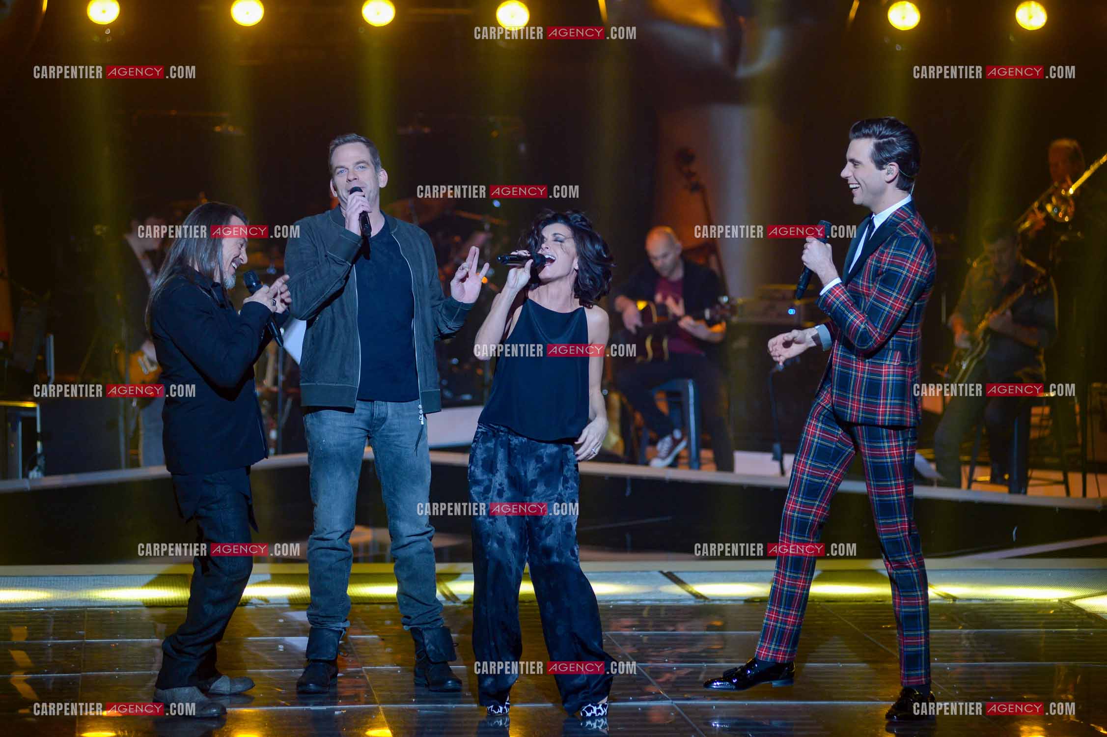 Saison 3 de l'émission The Voice. Les 4 coachs de cette saison, Florent Pagny, Jenifer, Garou et Mika.           ( Exclusif )