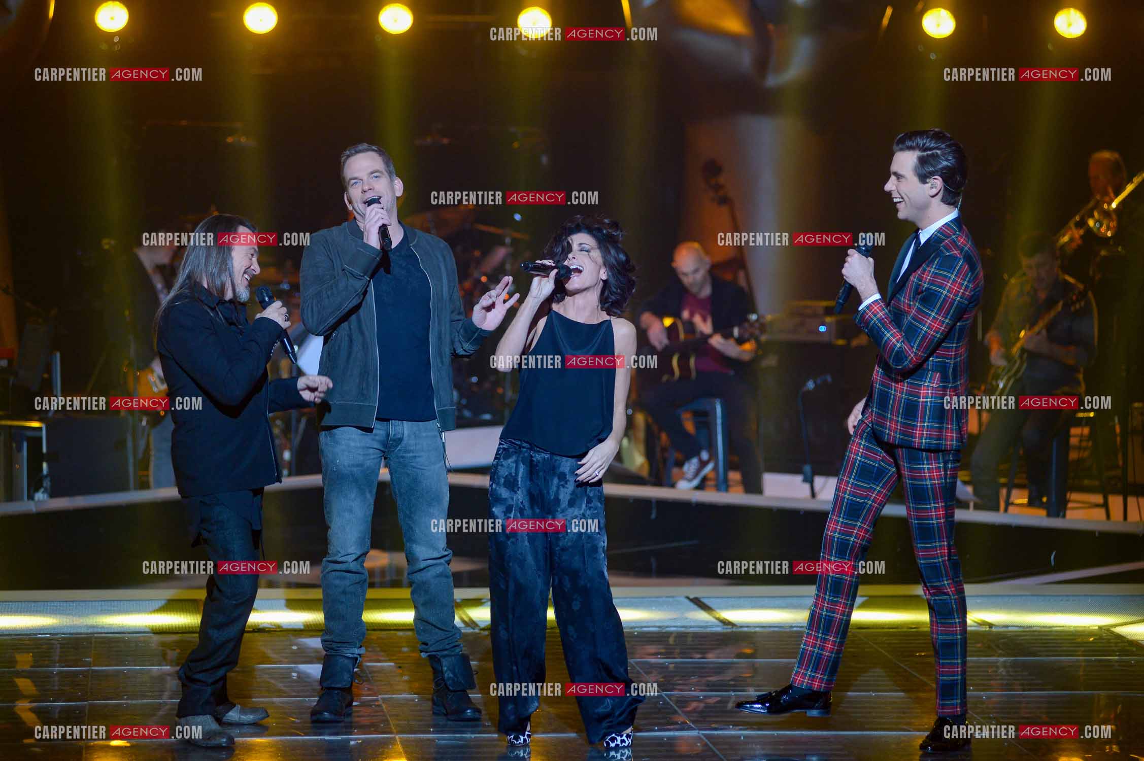 Saison 3 de l'émission The Voice. Les 4 coachs de cette saison, Florent Pagny, Jenifer, Garou et Mika.           ( Exclusif )