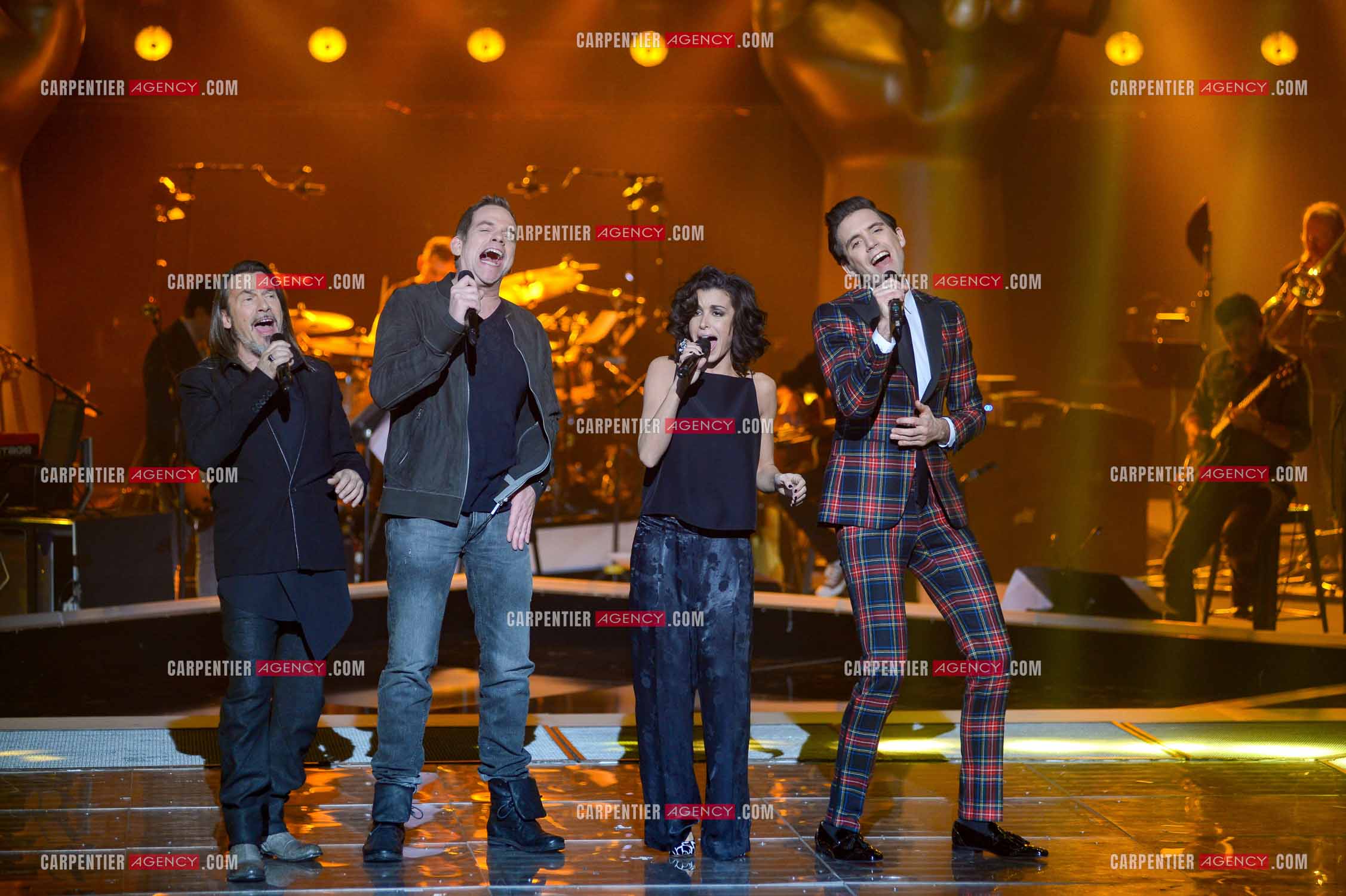 Saison 3 de l'émission The Voice. Les 4 coachs de cette saison, Florent Pagny, Jenifer, Garou et Mika.           ( Exclusif )