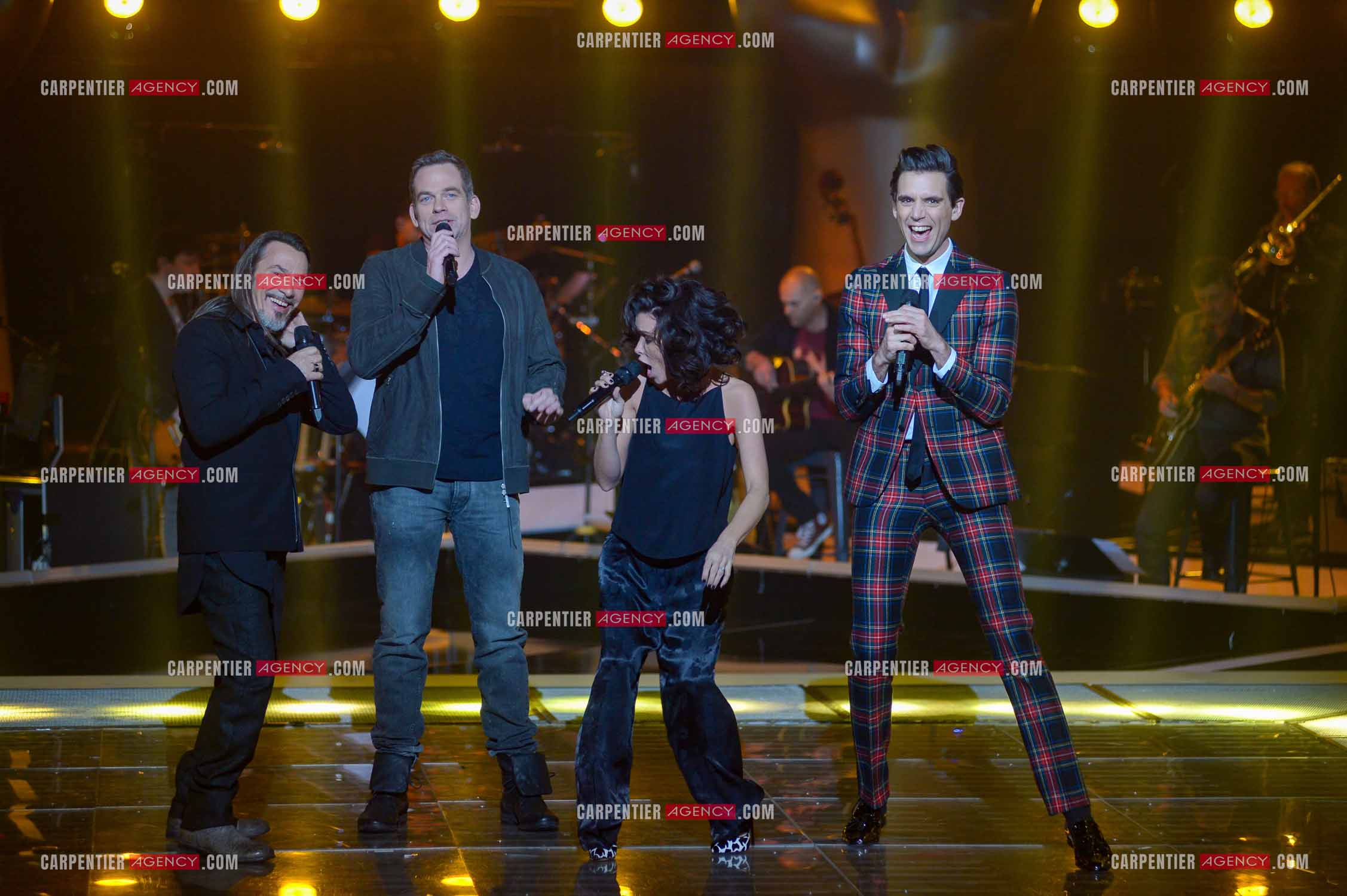 Saison 3 de l'émission The Voice. Les 4 coachs de cette saison, Florent Pagny, Jenifer, Garou et Mika.           ( Exclusif )