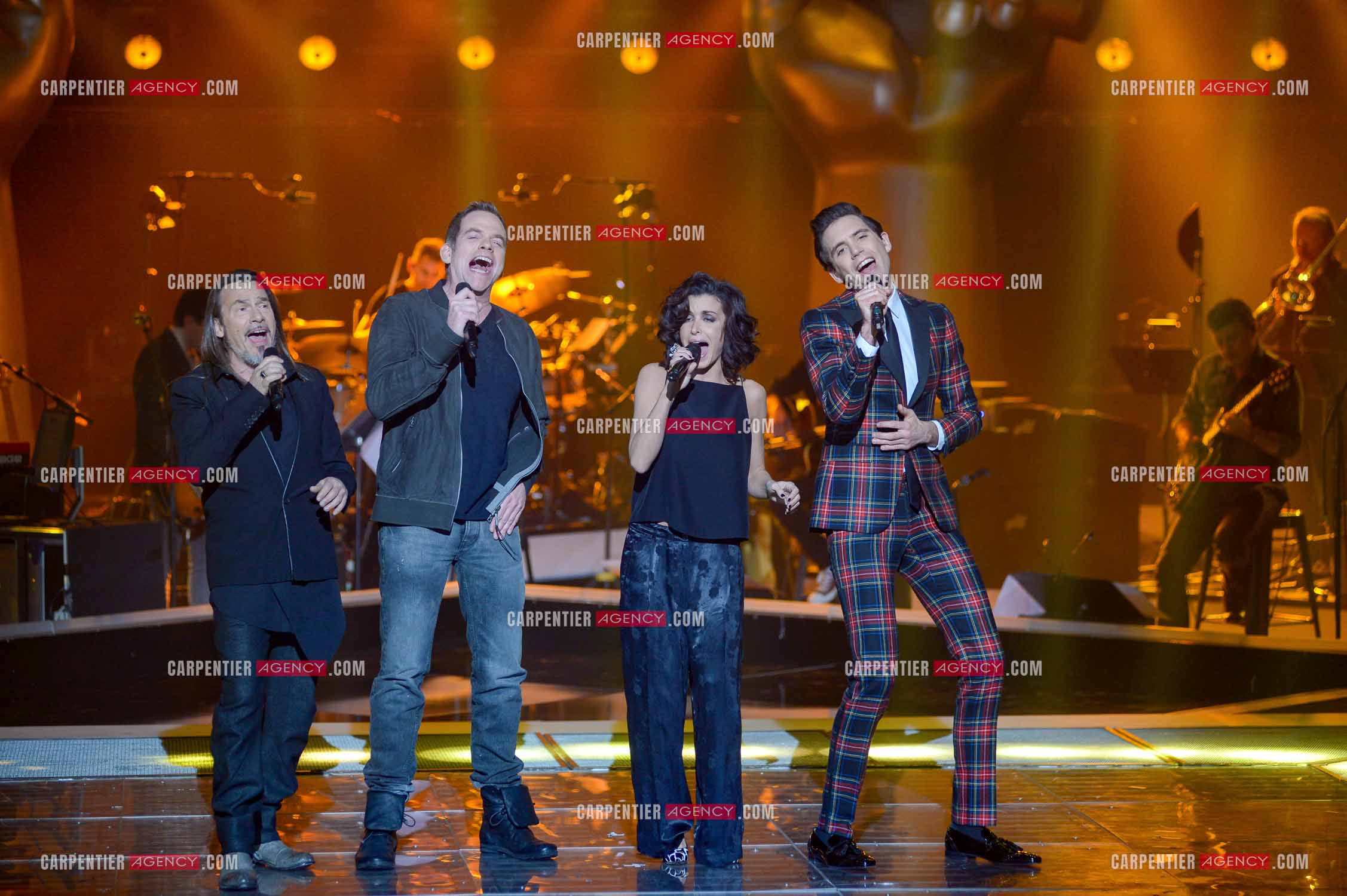 Saison 3 de l'émission The Voice. Les 4 coachs de cette saison, Florent Pagny, Jenifer, Garou et Mika.           ( Exclusif )