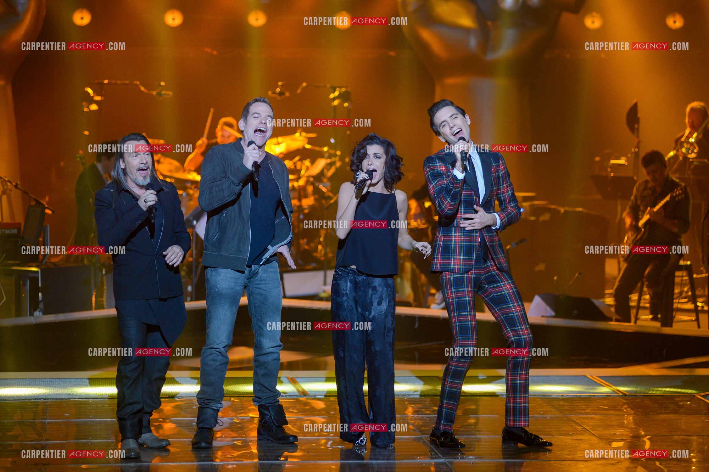 Saison 3 de l'émission The Voice. Les 4 coachs de cette saison, Florent Pagny, Jenifer, Garou et Mika.           ( Exclusif )
