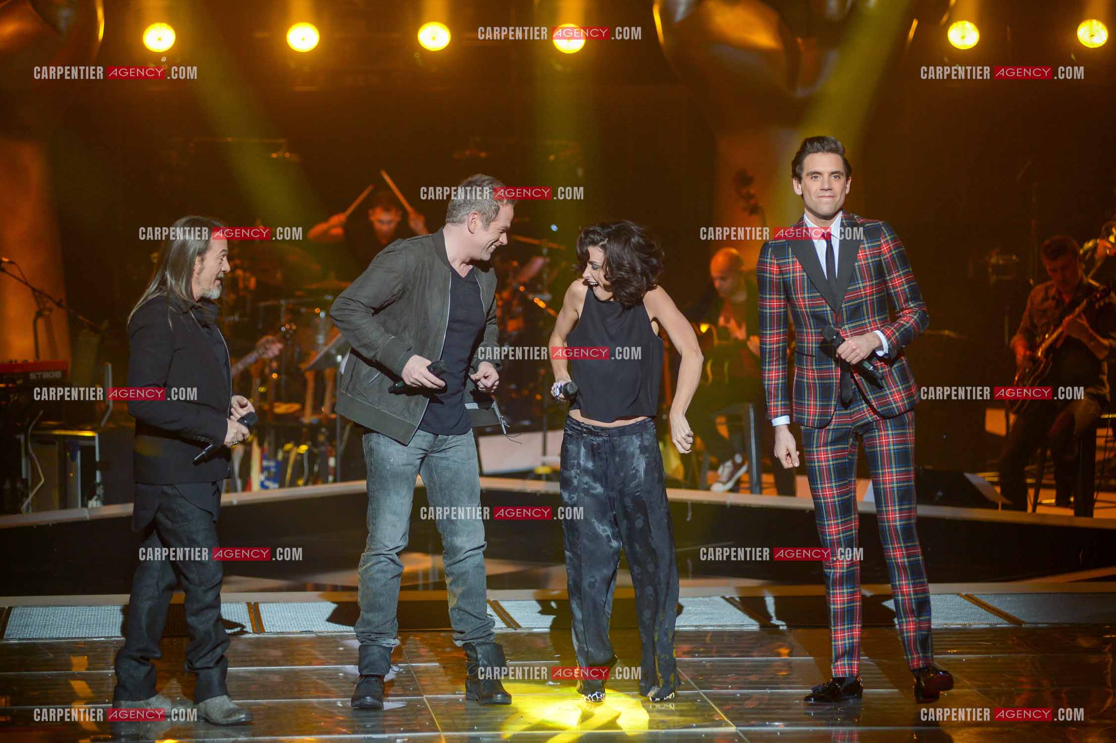 Saison 3 de l'émission The Voice. Les 4 coachs de cette saison, Florent Pagny, Jenifer, Garou et Mika.           ( Exclusif )