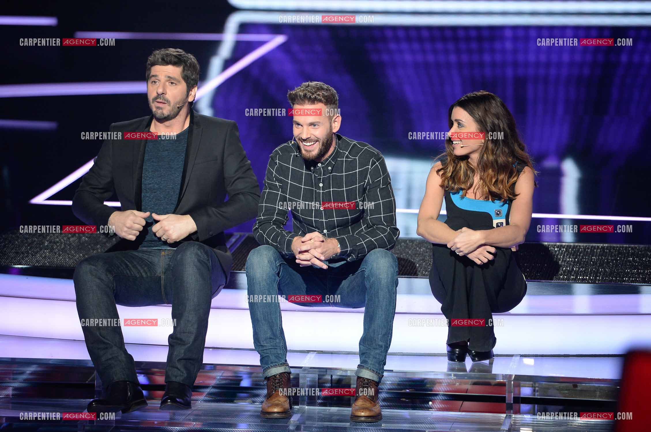 Saison 3 de l'émission The Voice Kids en 2015. Les trois coachs de cette saison, Patrick Fiori, Jenifer et Matt Pokora.        ( Exclusif )
