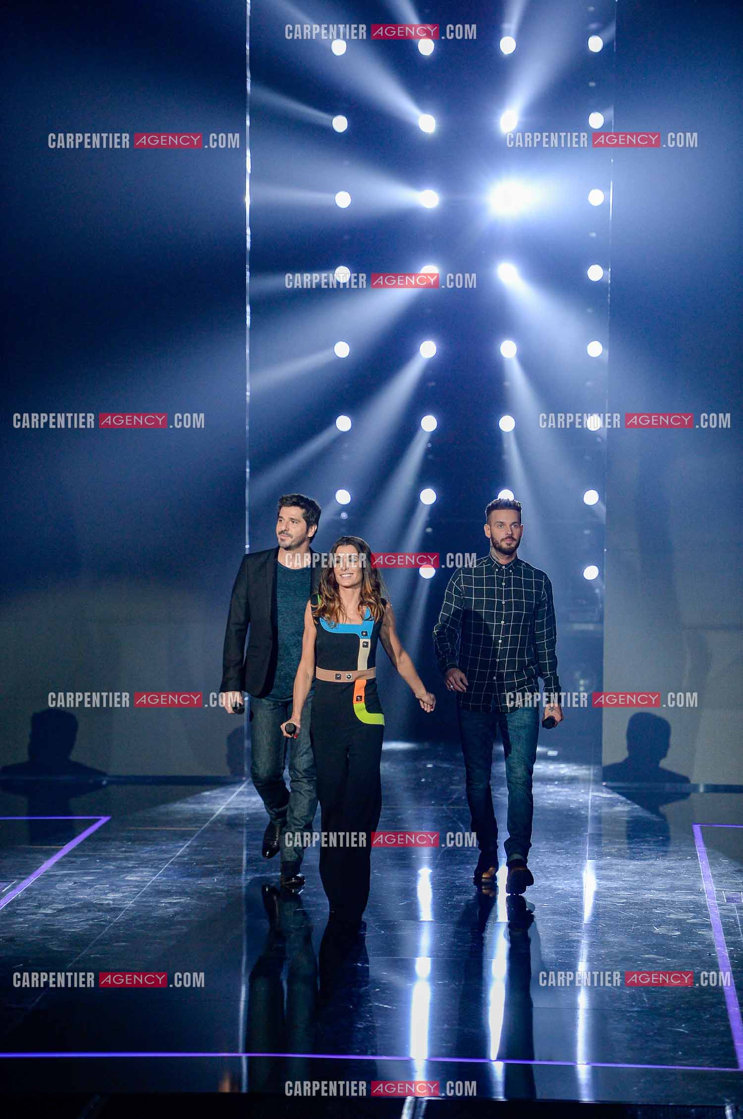 Saison 3 de l'émission The Voice Kids en 2015. Les trois coachs de cette saison, Patrick Fiori, Jenifer et Matt Pokora.        ( Exclusif )