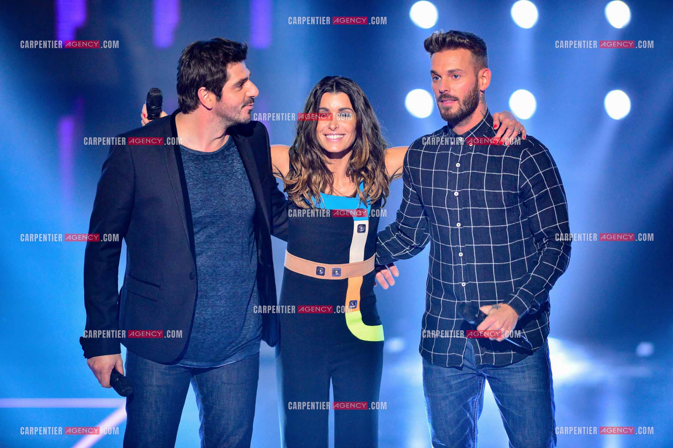 Saison 3 de l'émission The Voice Kids en 2015. Les trois coachs de cette saison, Patrick Fiori, Jenifer et Matt Pokora.        ( Exclusif )
