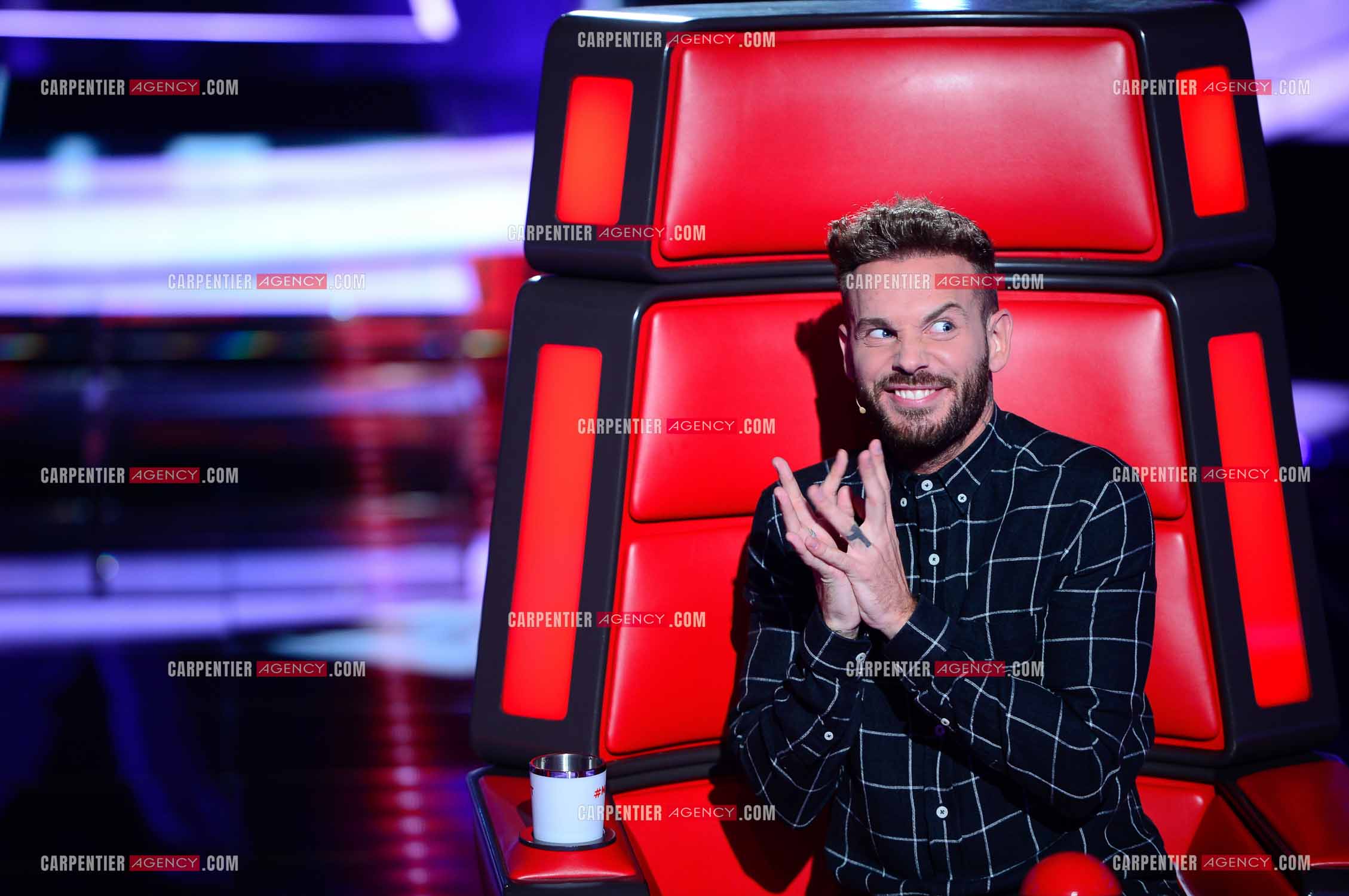 Saison 3 de l'émission The Voice Kids en 2015. Le coach Matt Pokora en mode grimace.            ( Exclusif )