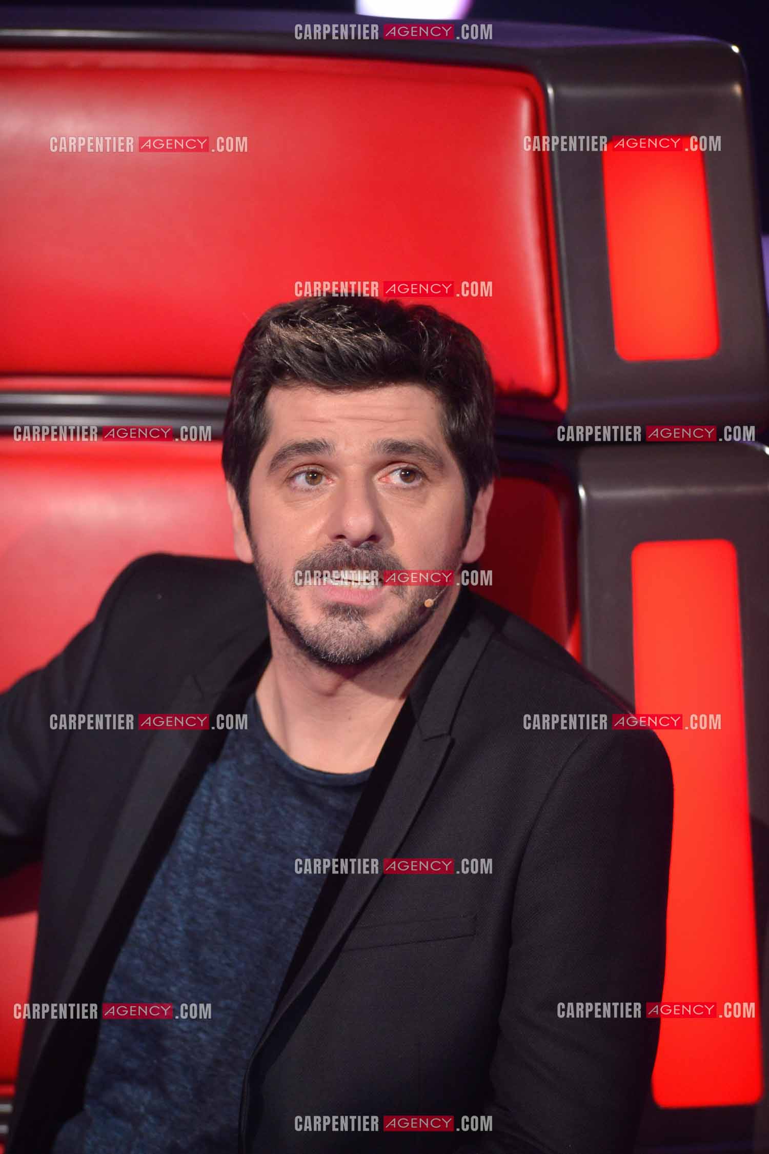 Saison 3 de l'émission The Voice Kids en 2015. Le coach Patrick Fiori en mode grimace.            ( Exclusif )