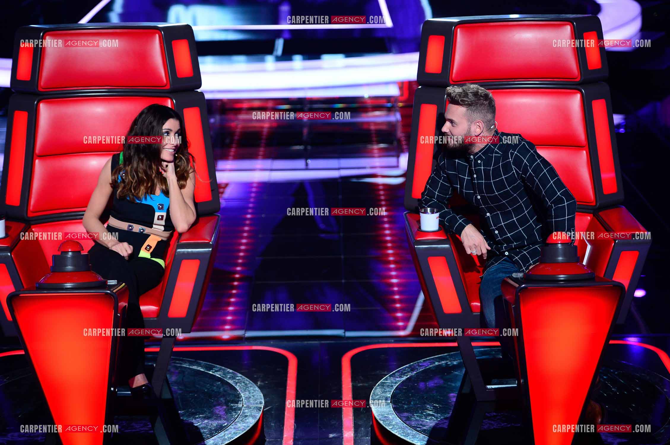 Saison 3 de l'émission The Voice Kids en 2015. Les coachs Jenifer et Matt Pokora.        ( Exclusif )