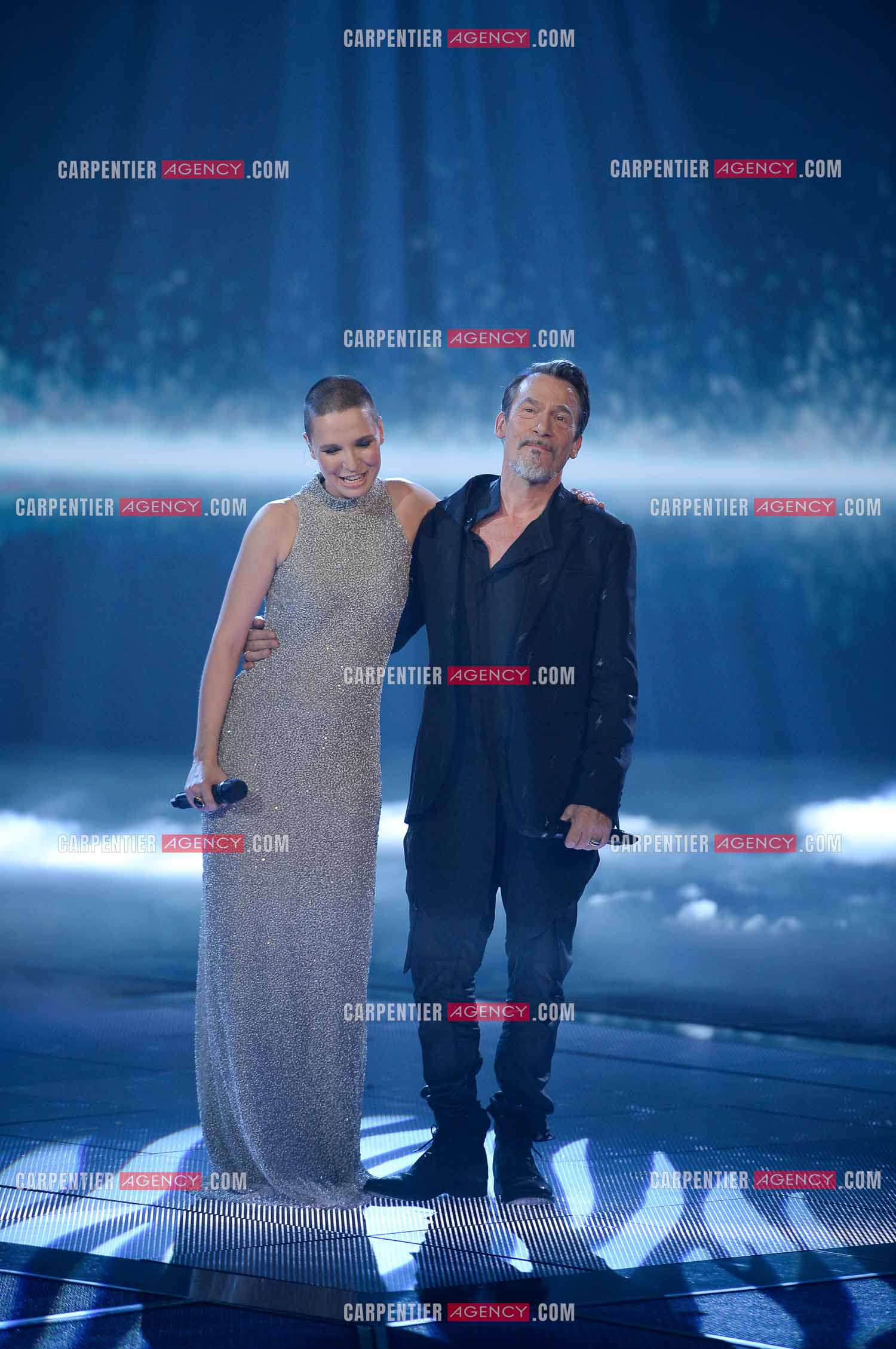 Saison 4 de l'émission The Voice en 2015. Duo entre la finaliste Anne Sila et son coach Florent Pagny.         ( Exclusif )