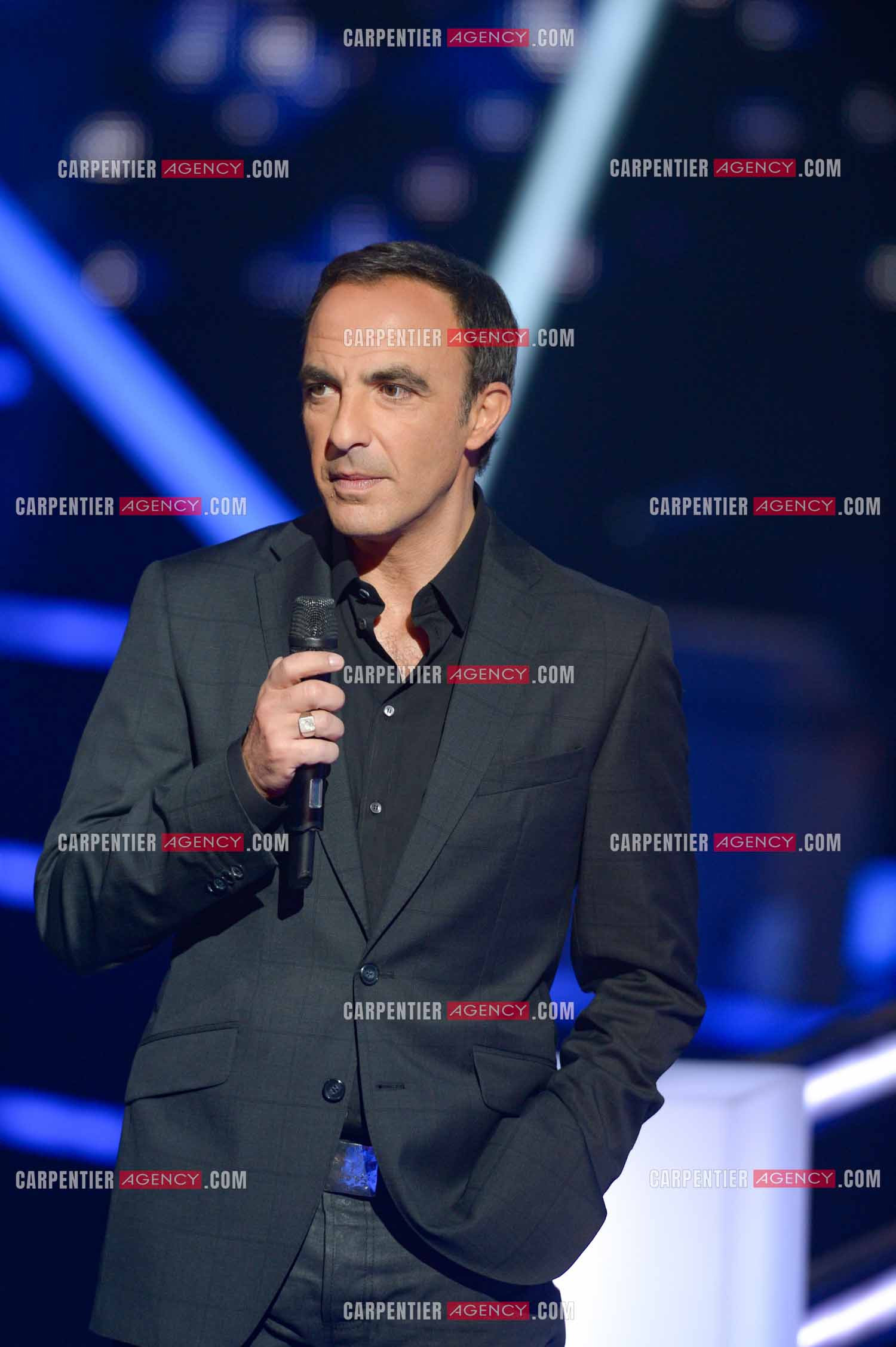 L'animateur Nikos Aliagas lors de l'émission The Voice.     ( Exclusif )