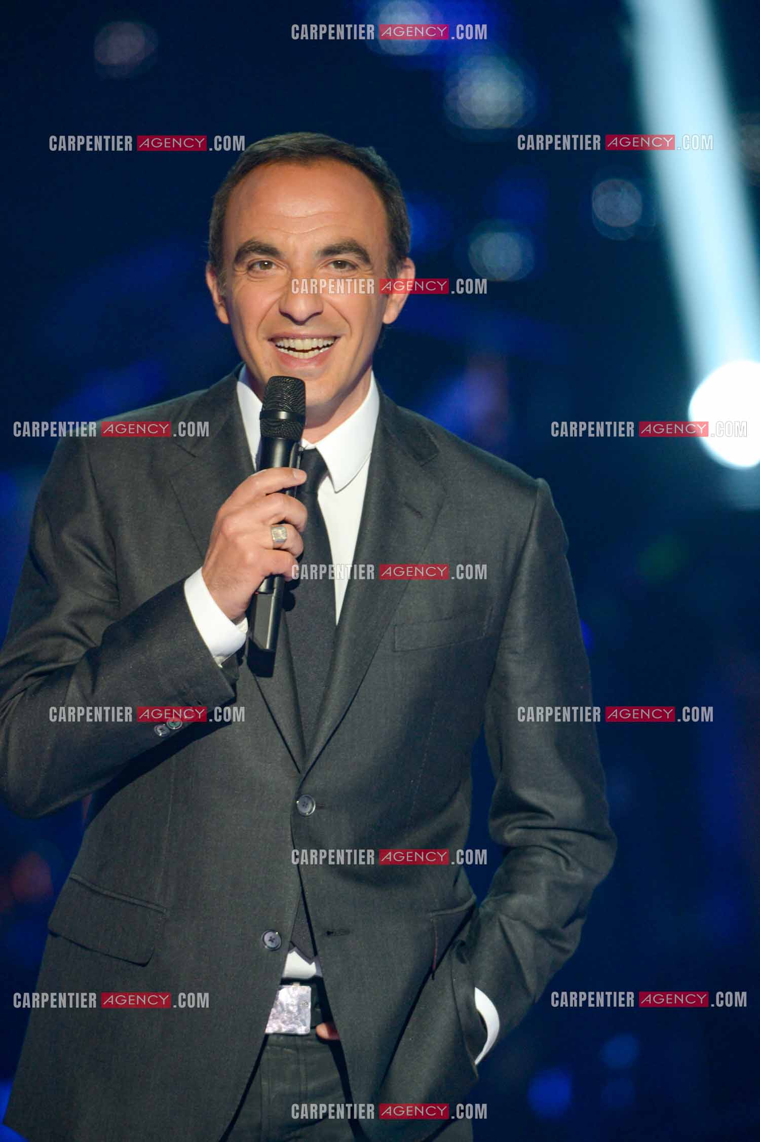 L'animateur Nikos Aliagas lors de l'émission The Voice.     ( Exclusif )