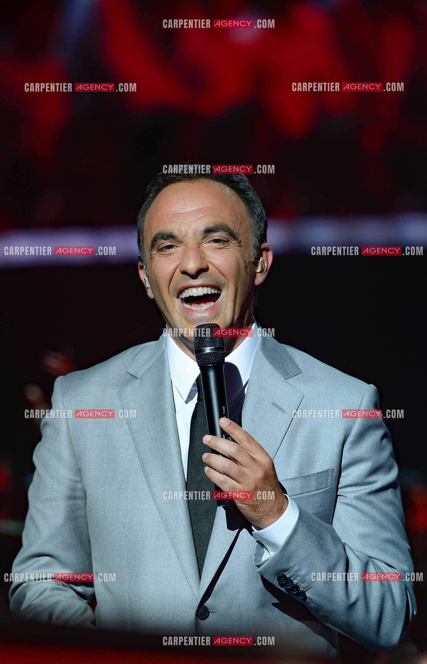 L'animateur Nikos Aliagas lors de l'émission The Voice.     ( Exclusif )