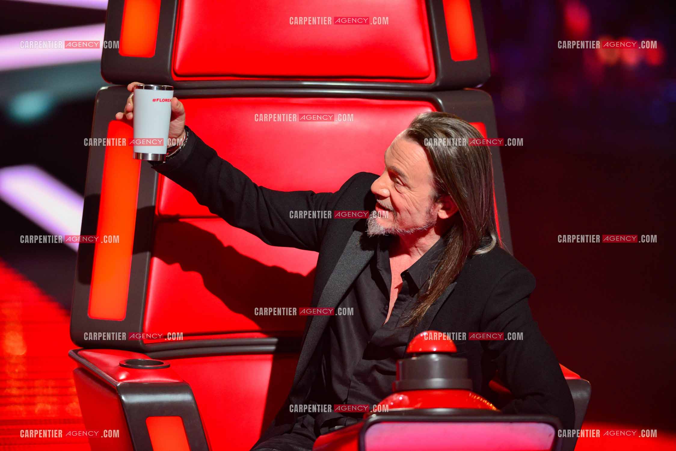 Le coach Florent Pagny sur le plateau de l'émission THE VOICE.           ( Exclusif )