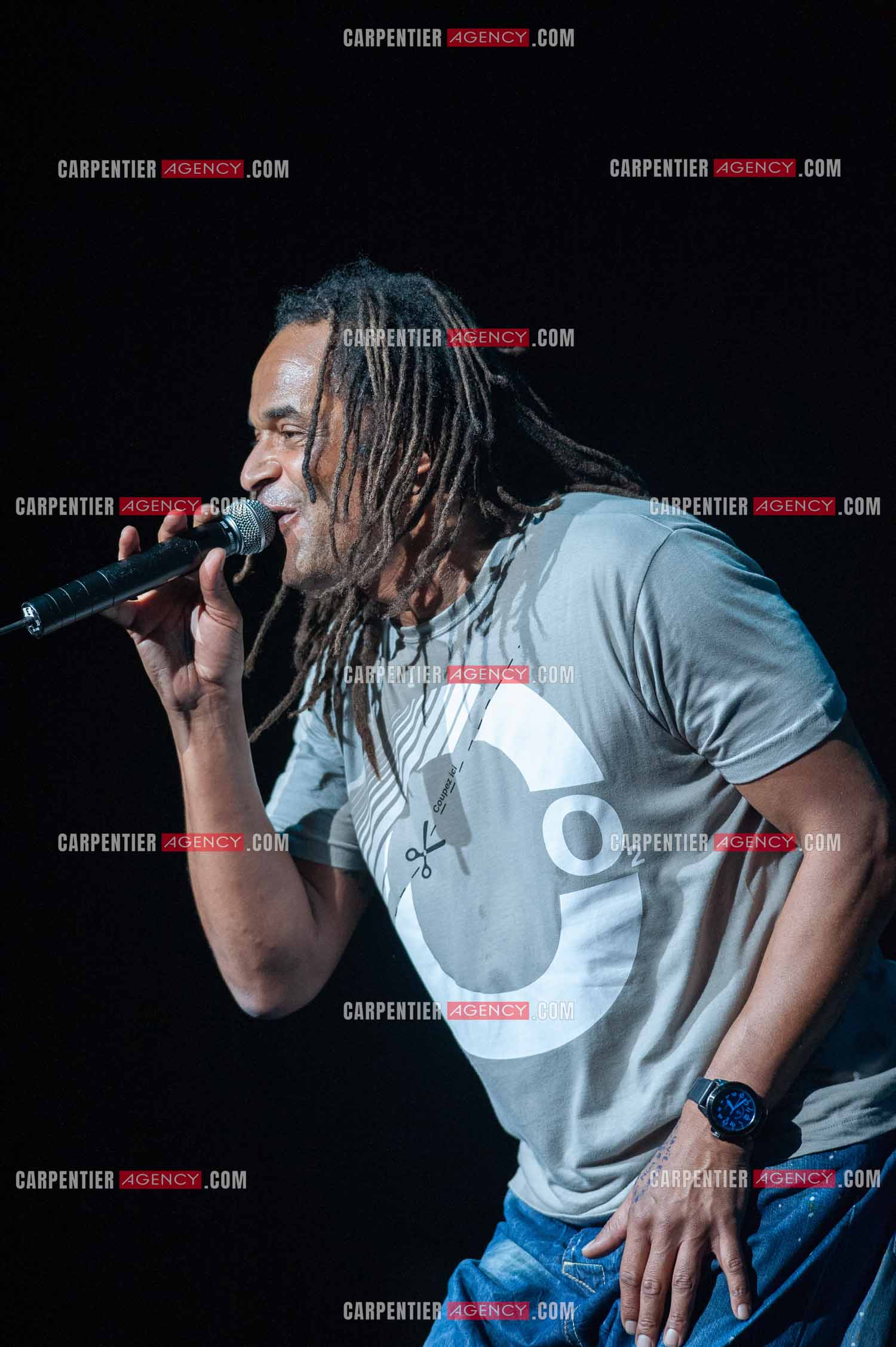 Grand concert au Zénith de Paris “ ULTIMATUM PLANETE ZÉNITH “ le 22 Nov 2009. Le chanteur Yannick Noah.                                    ( Exclusif )