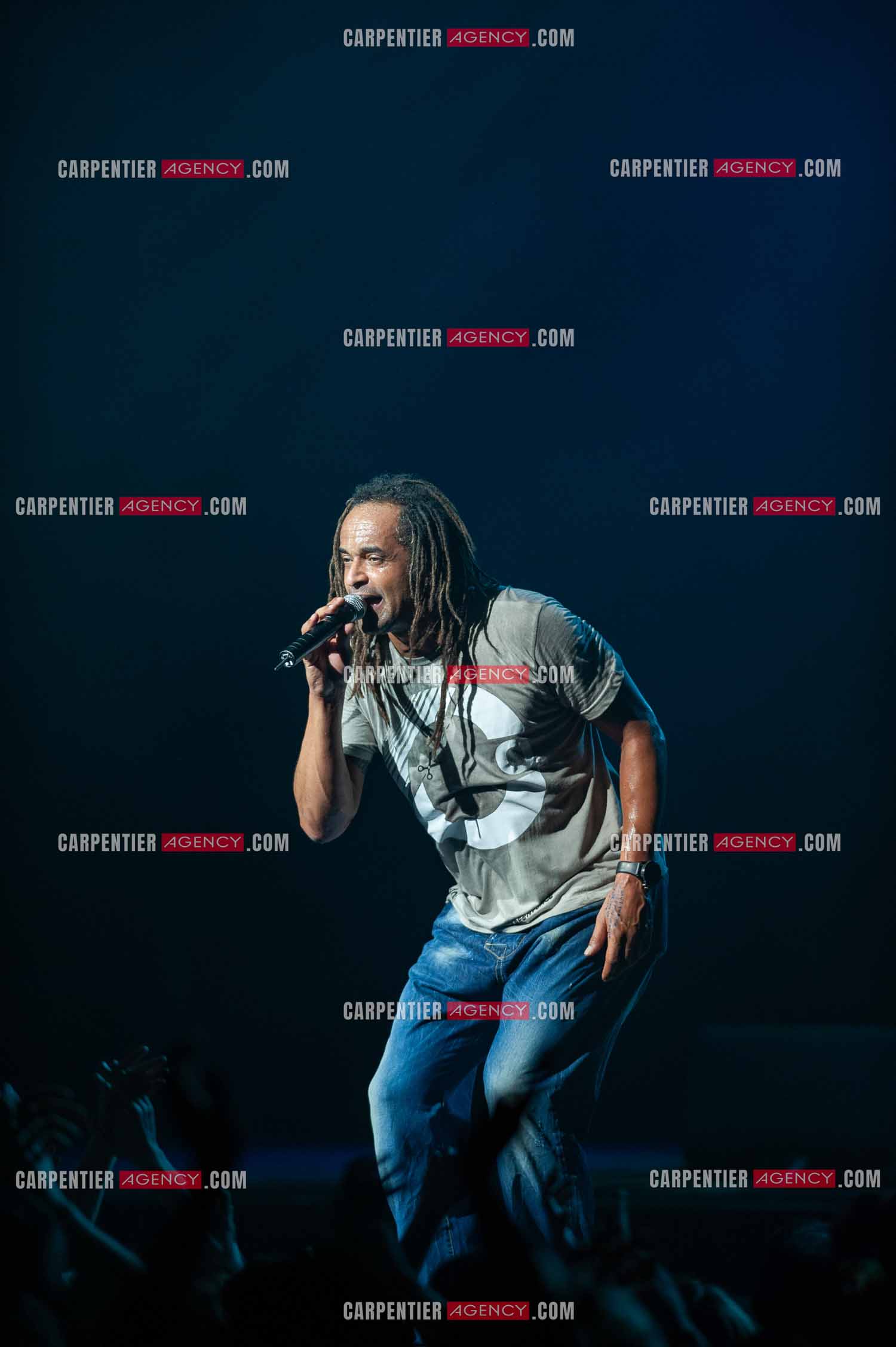 Grand concert au Zénith de Paris “ ULTIMATUM PLANETE ZÉNITH “ le 22 Nov 2009. Le chanteur Yannick Noah.                                    ( Exclusif )