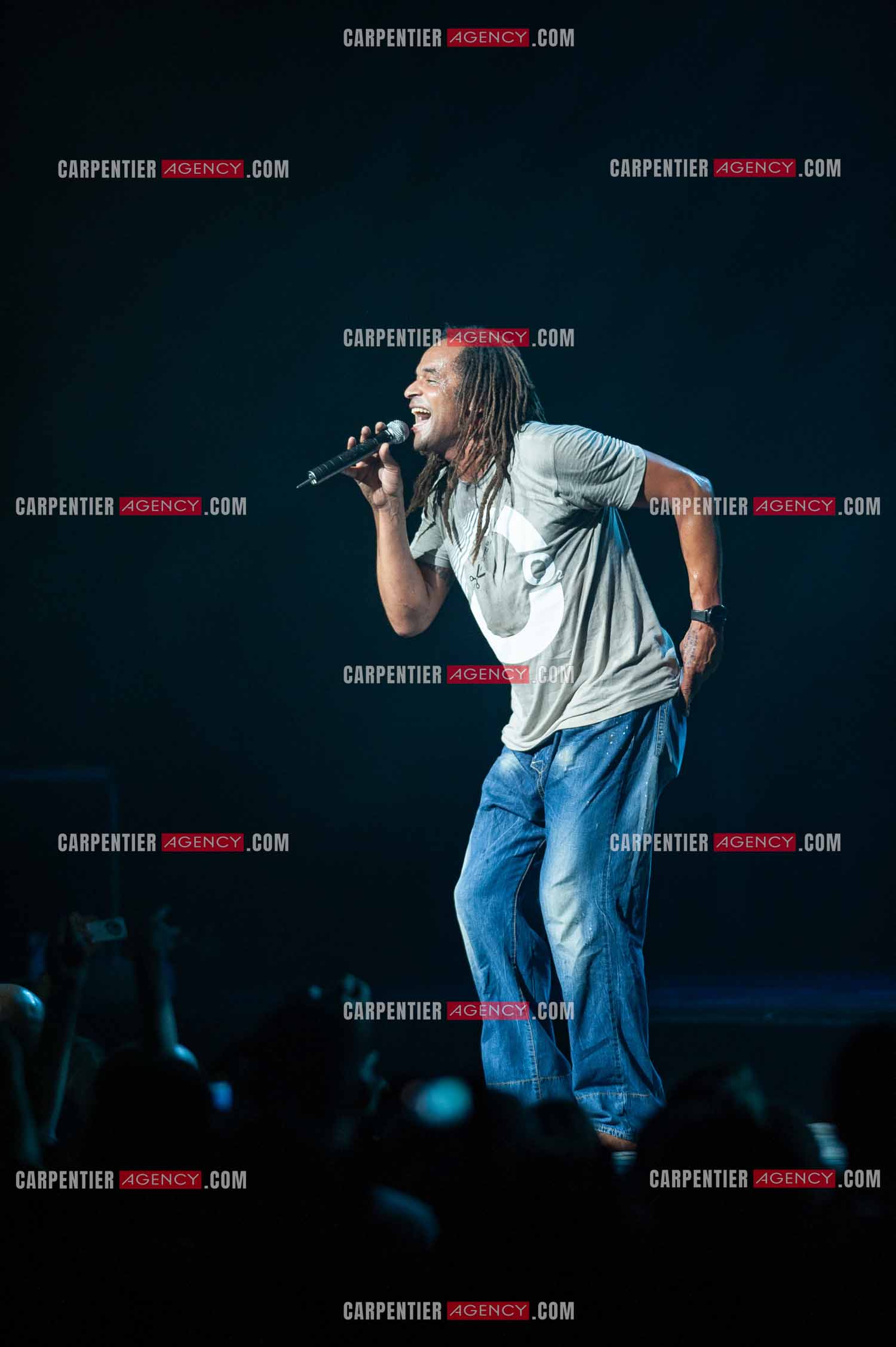 Grand concert au Zénith de Paris “ ULTIMATUM PLANETE ZÉNITH “ le 22 Nov 2009. Le chanteur Yannick Noah.                                    ( Exclusif )