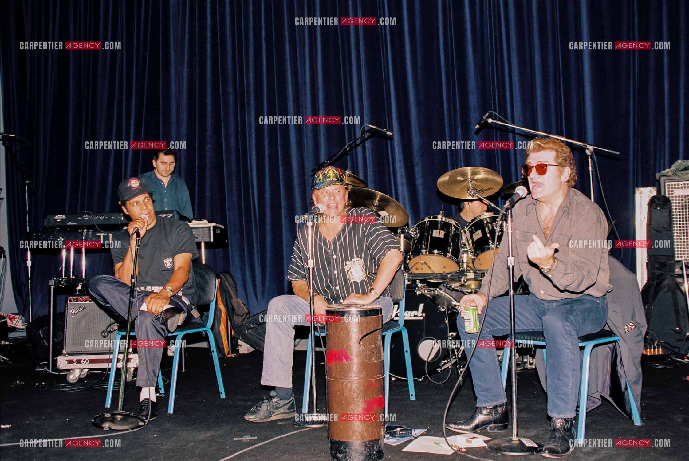 Répétitions au Studio “LONG COURRIER“ de Johnny Hallyday et Eddy Mitchell sous la direction artistique de Erick Bamy.  ( Exclusif )