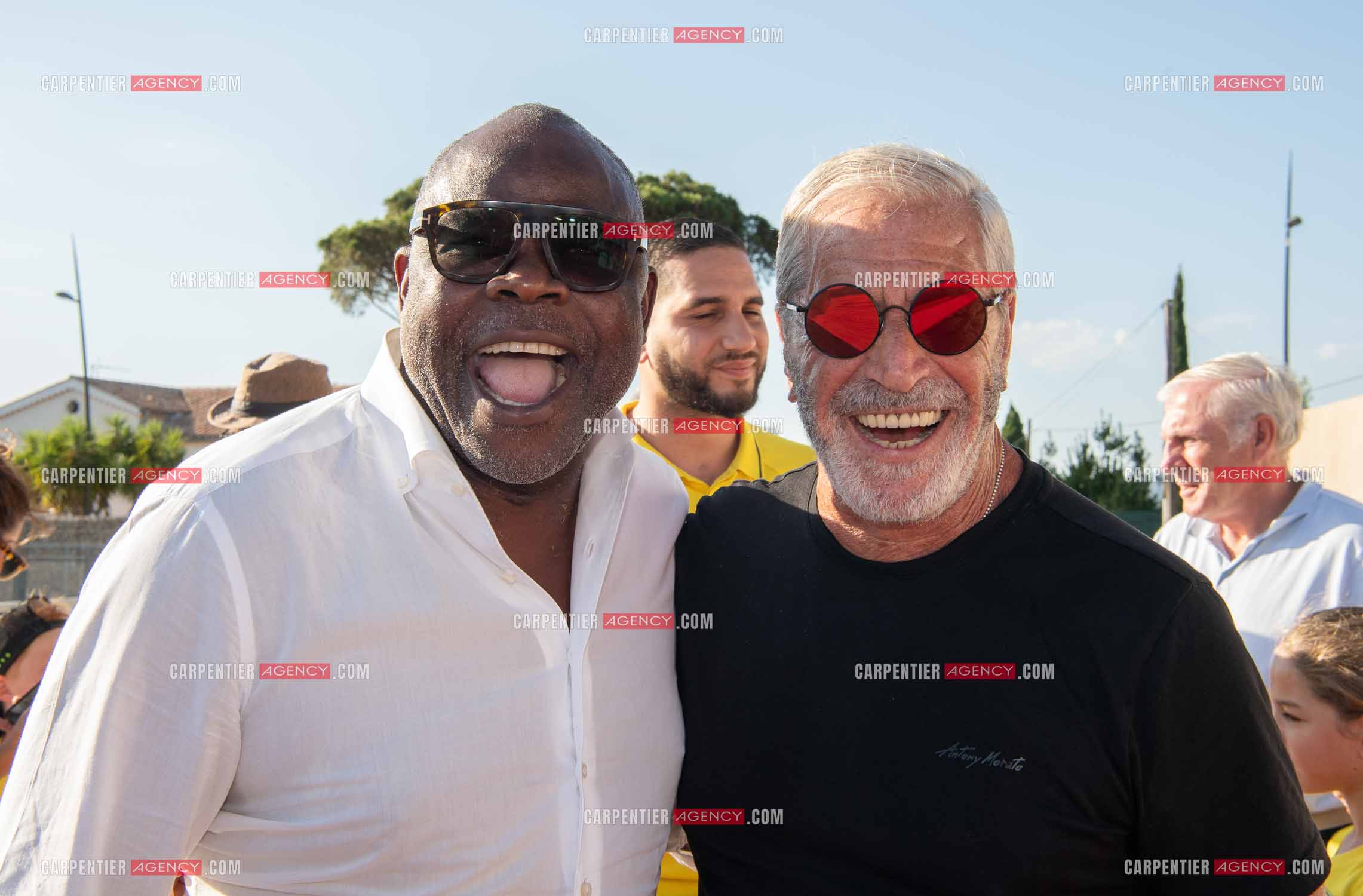 Inauguration du stade Marcel Aubour de St Tropez en présence de Marcel Aubour agé de 83 ans et entouré de tous ses amis les footballeurs.Basile Boli et Jean-Claude Darmon.