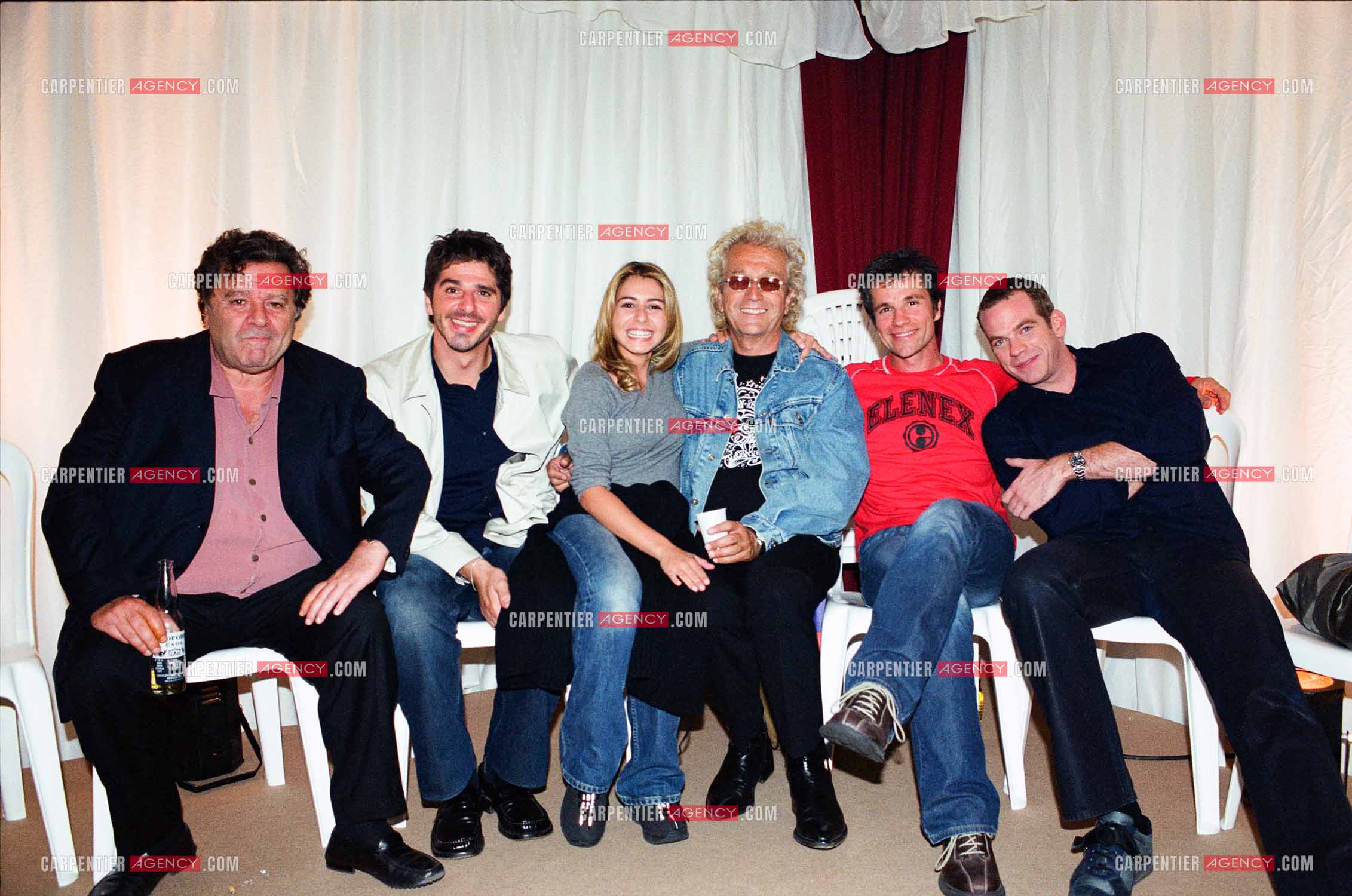 La comédie musicale Notre Dame de Paris. Les artistes de la première version: Le producteur Charles Talar, Patrick Fiori, Julie Zenatti, Luc Plamondon, Bruno Pelletier et Garou.      ( Exclusif )