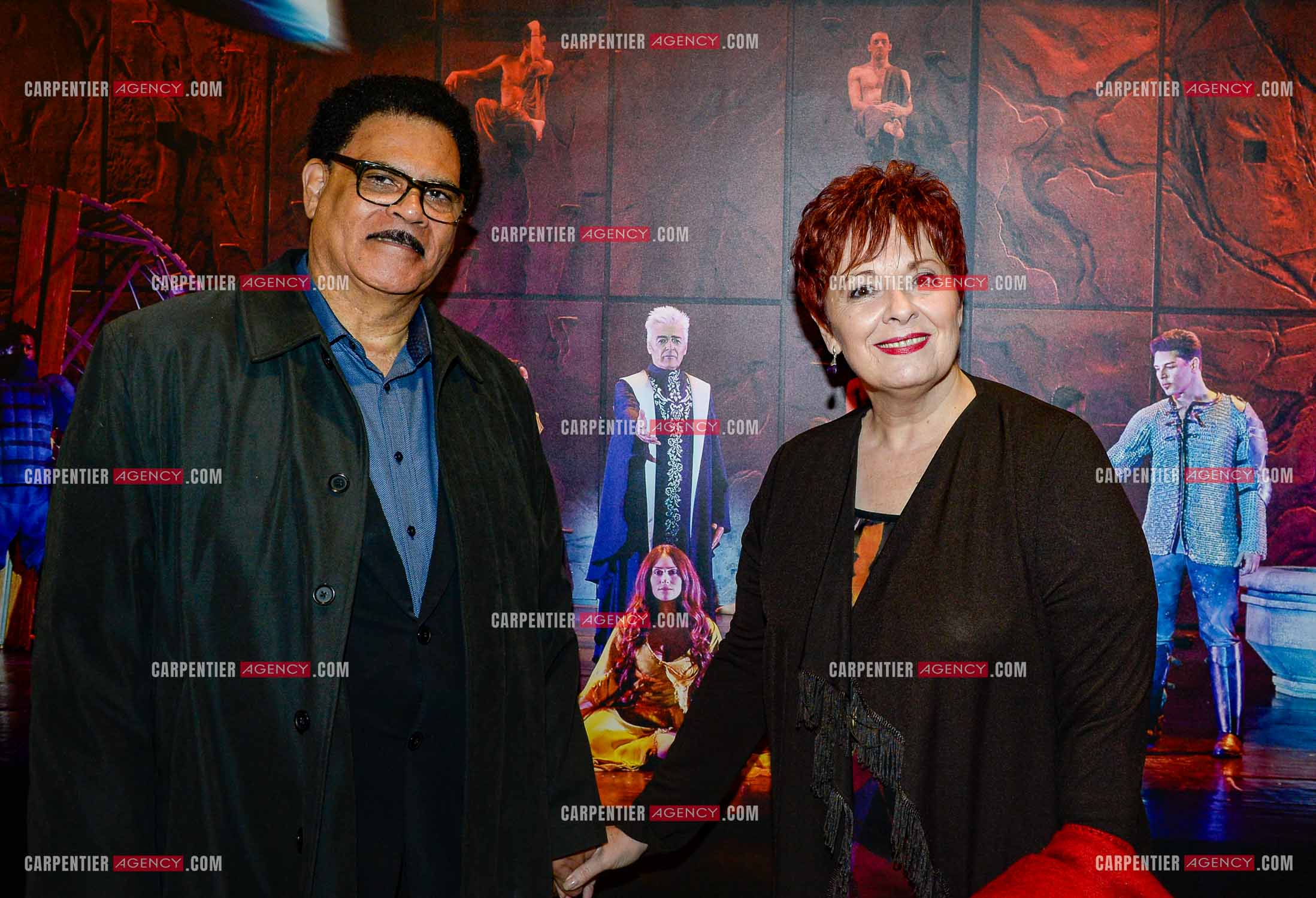 25 èm anniversaire de la comédie musicale Notre Dame de Paris. Générale de presse au Palais des congrès à Paris.  Fabienne Thibeault et son mari Christian Montagnac.       ( Exclusif )