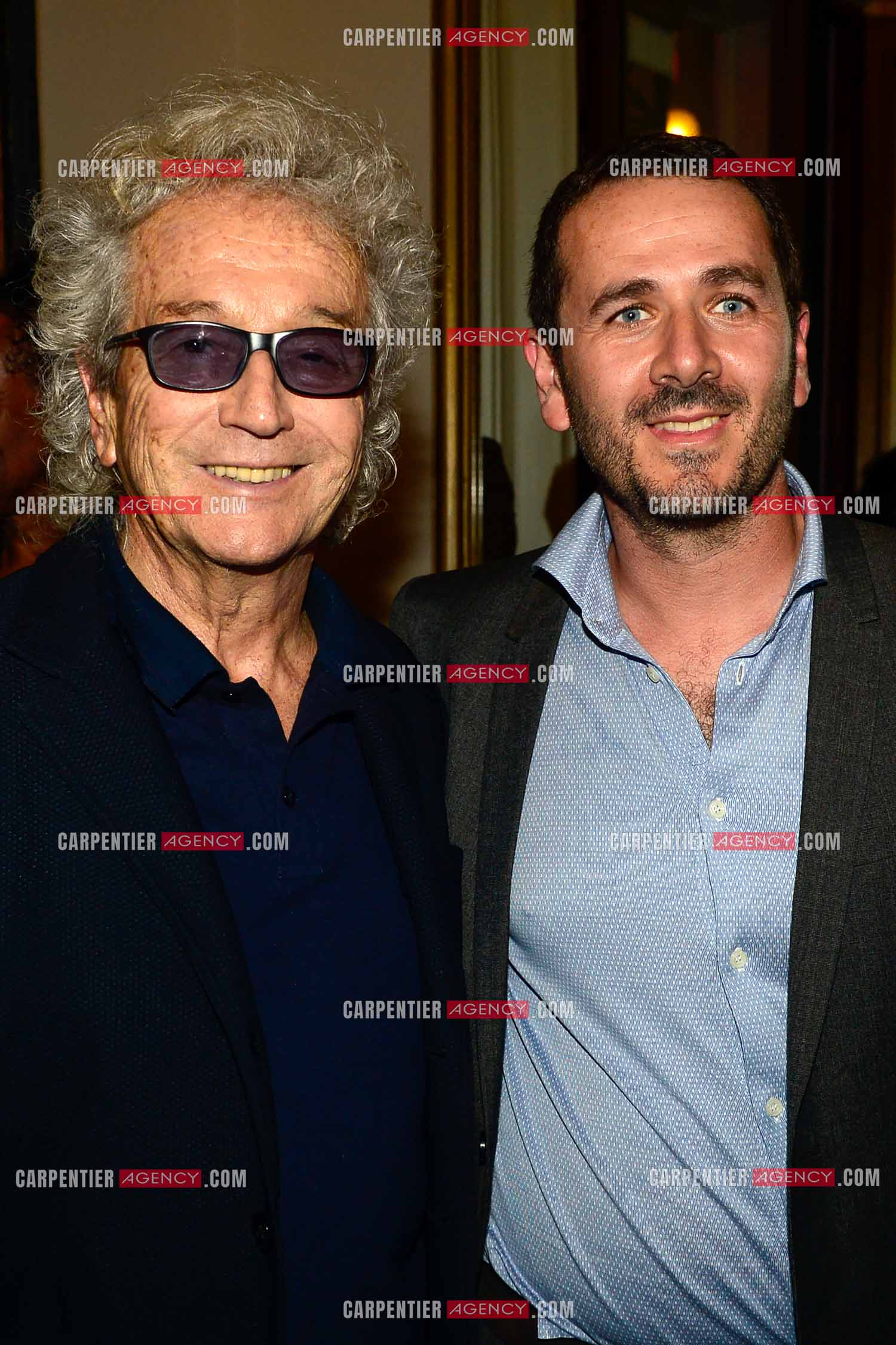 25 èm anniversaire de la comédie musicale Notre Dame de Paris. Générale de presse au Palais des congrès à Paris. Luc Plamondon et le producteur Nicolas Talar.       ( Exclusif )