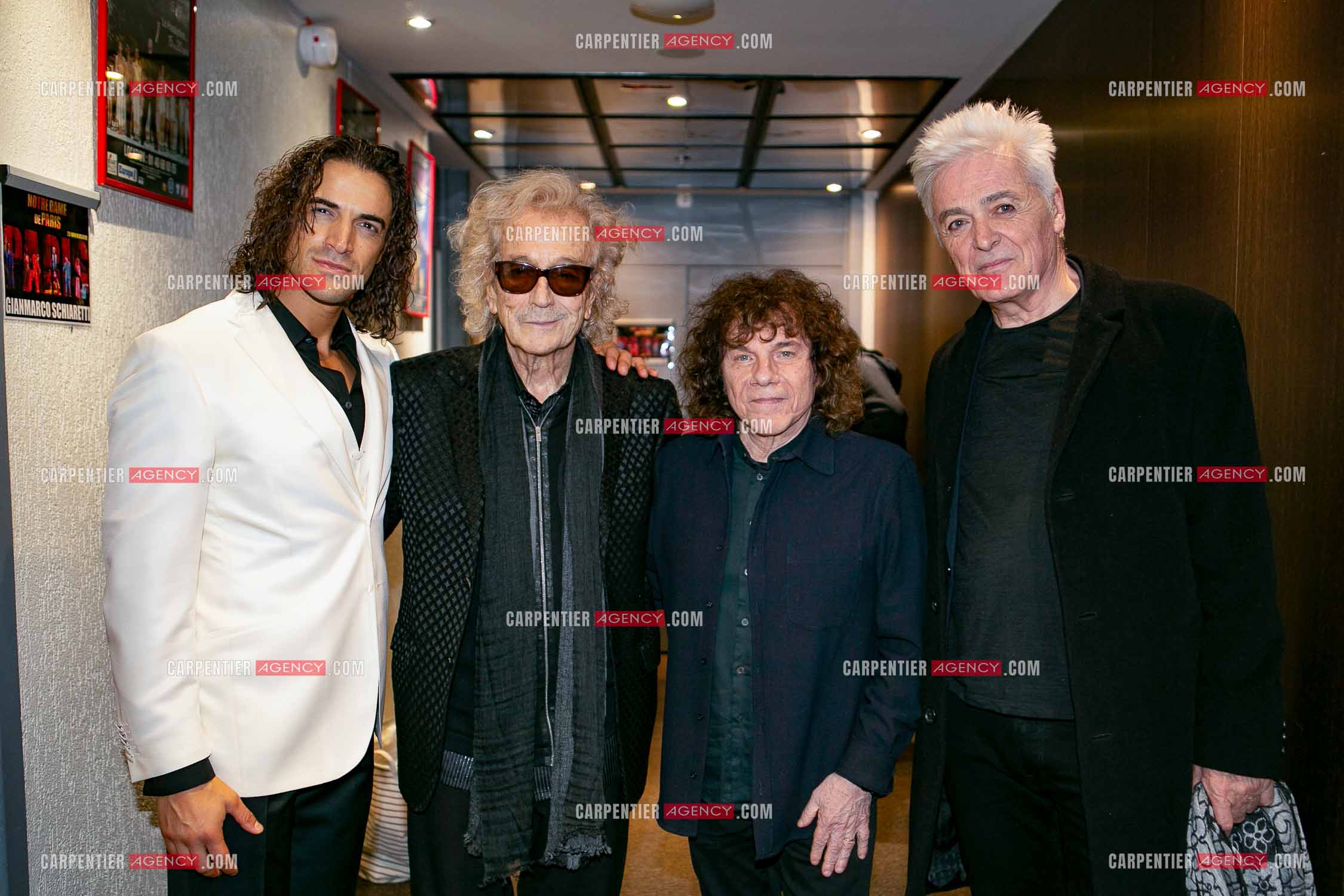 Générale de la comédie musicale Notre Dame de Paris au Palais des Congrés de Paris le 23 Nov 2023. Gian Marco Schiaretti ( Gringoire ), les auteurs Luc Plamondon et  Richard Cocciante et le chanteur Québécois Daniel Lavoie ( Frollo ).